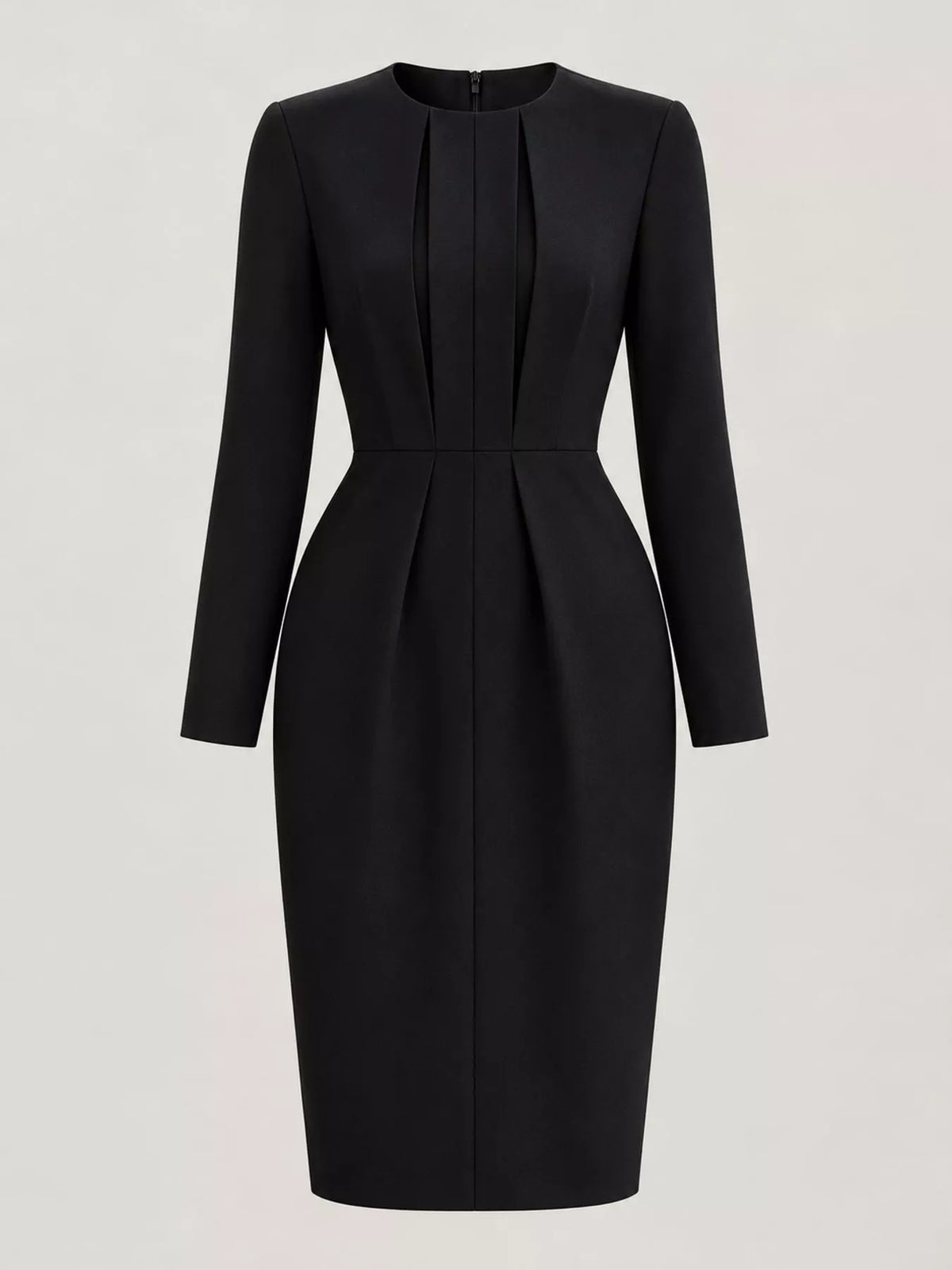 Pleated Long-Sleeve Bodycon Dress