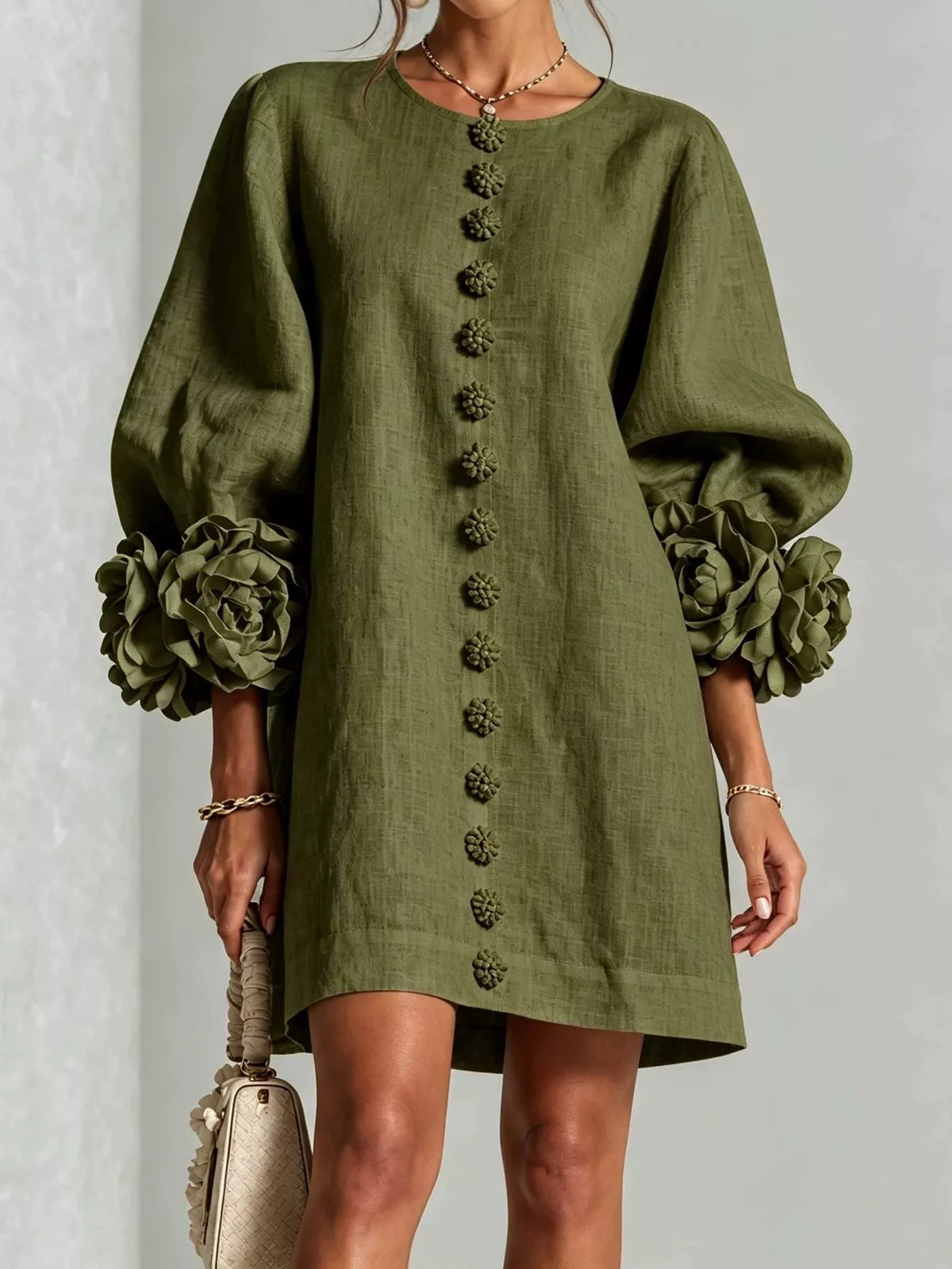 3D Floral Applique Mini Dress