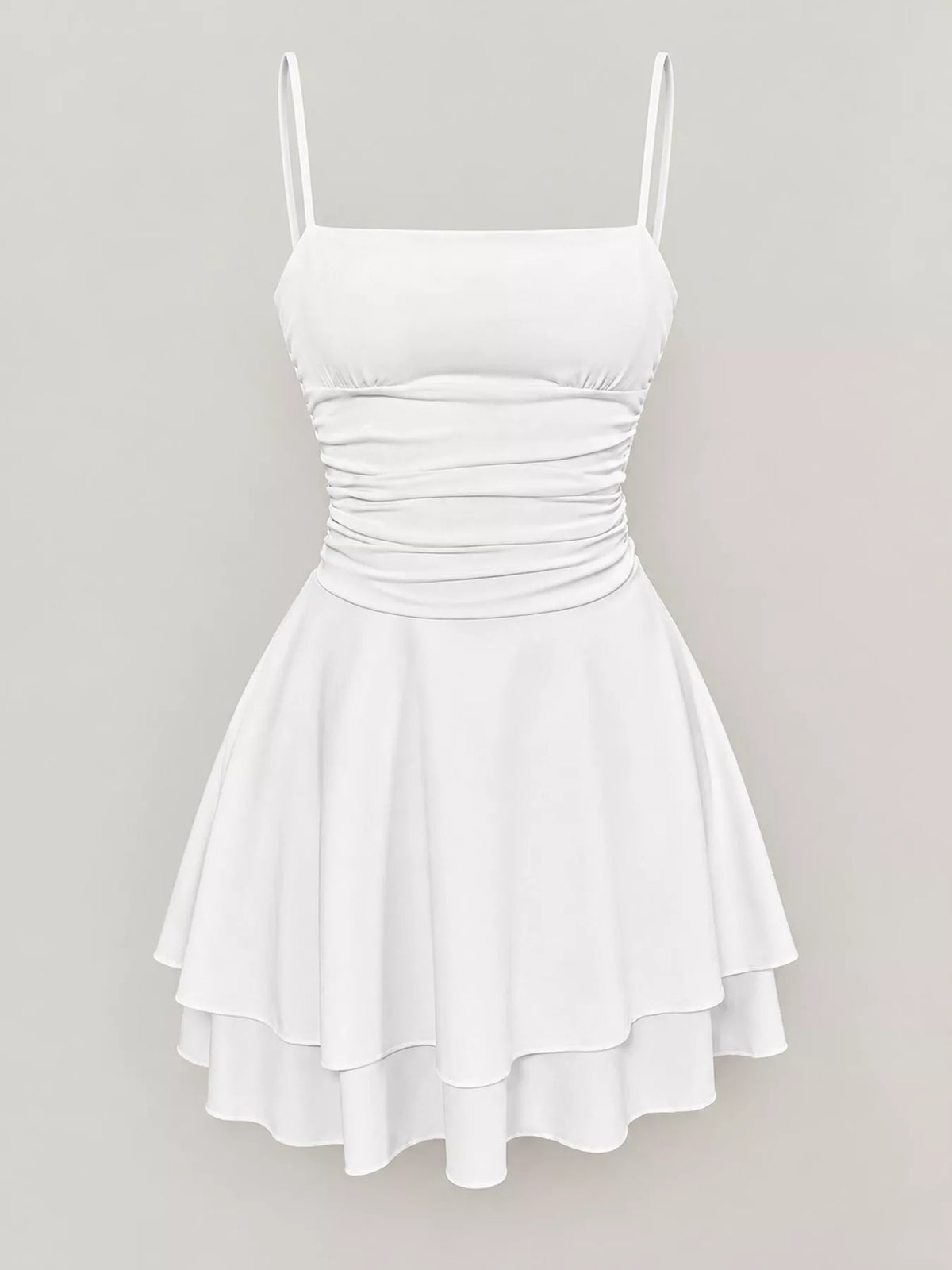 Ruched Spaghetti Strap Mini Dress
