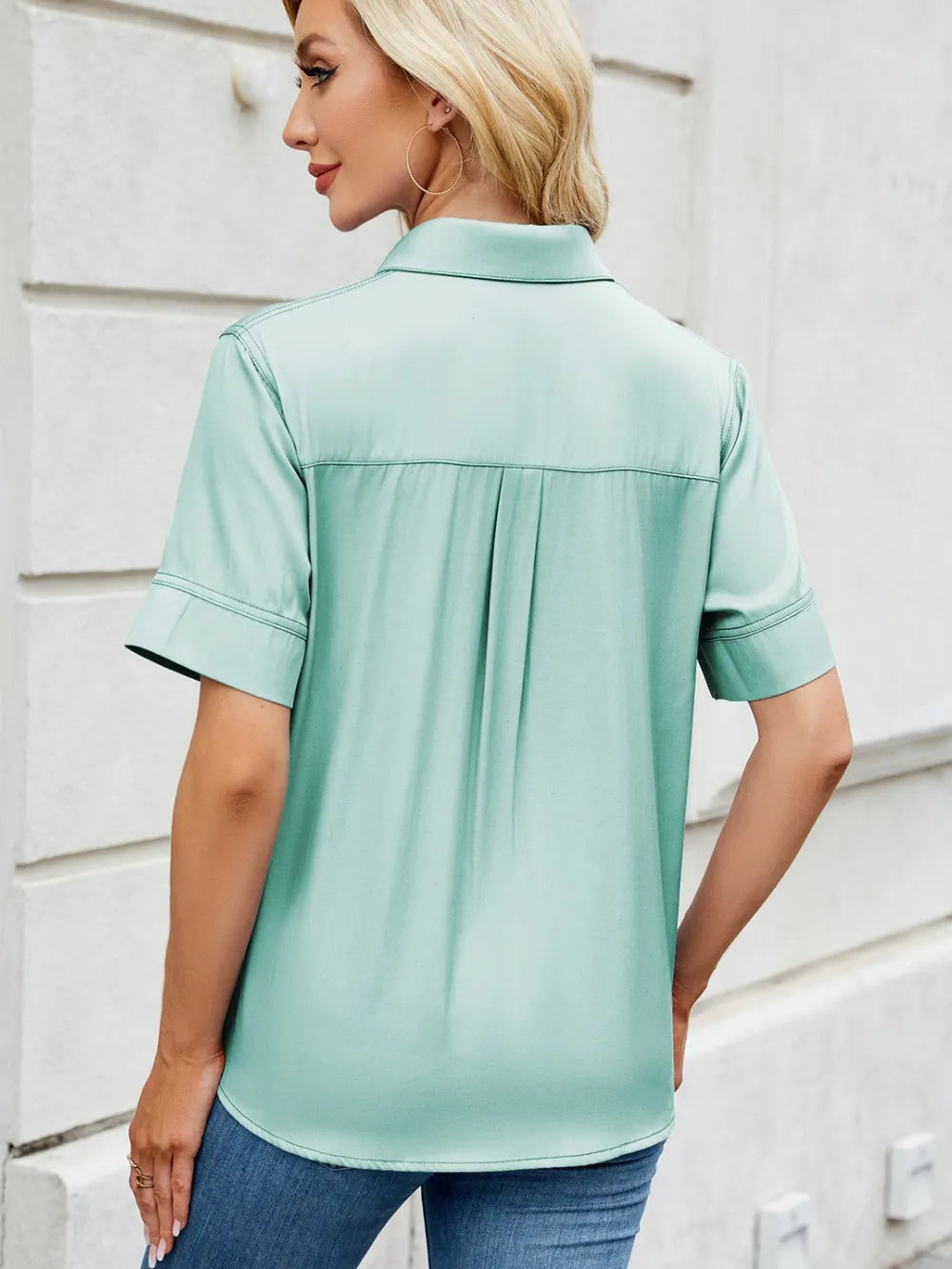 Collared Short Sleeve Shirt by Moni Wear