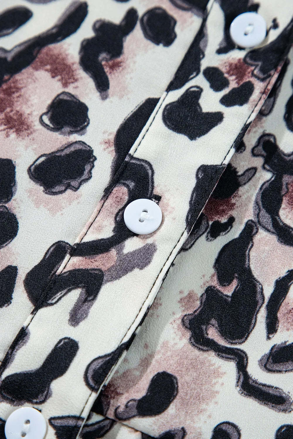 Leopard Print Buttoned Tiered Ruffle Dress