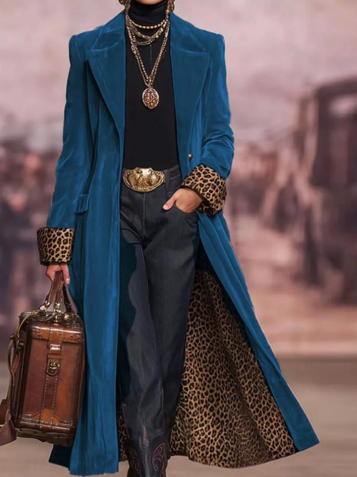 Button-Up Longline Coat with Pockets