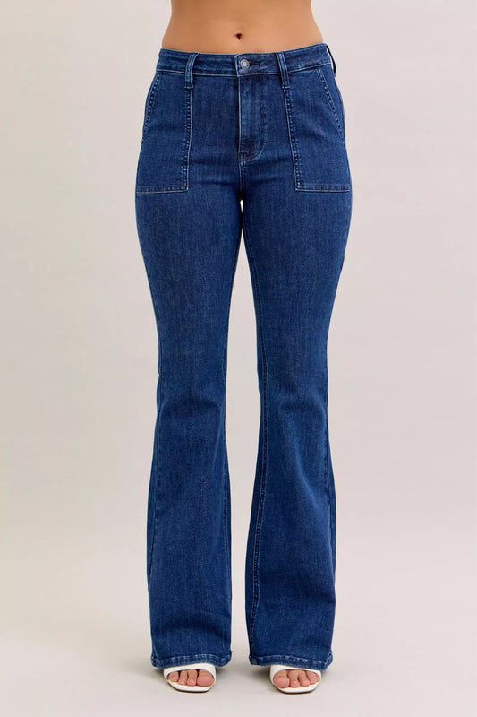 Judy Blue High Waist Flare Jeans in Dark Wash in Dk