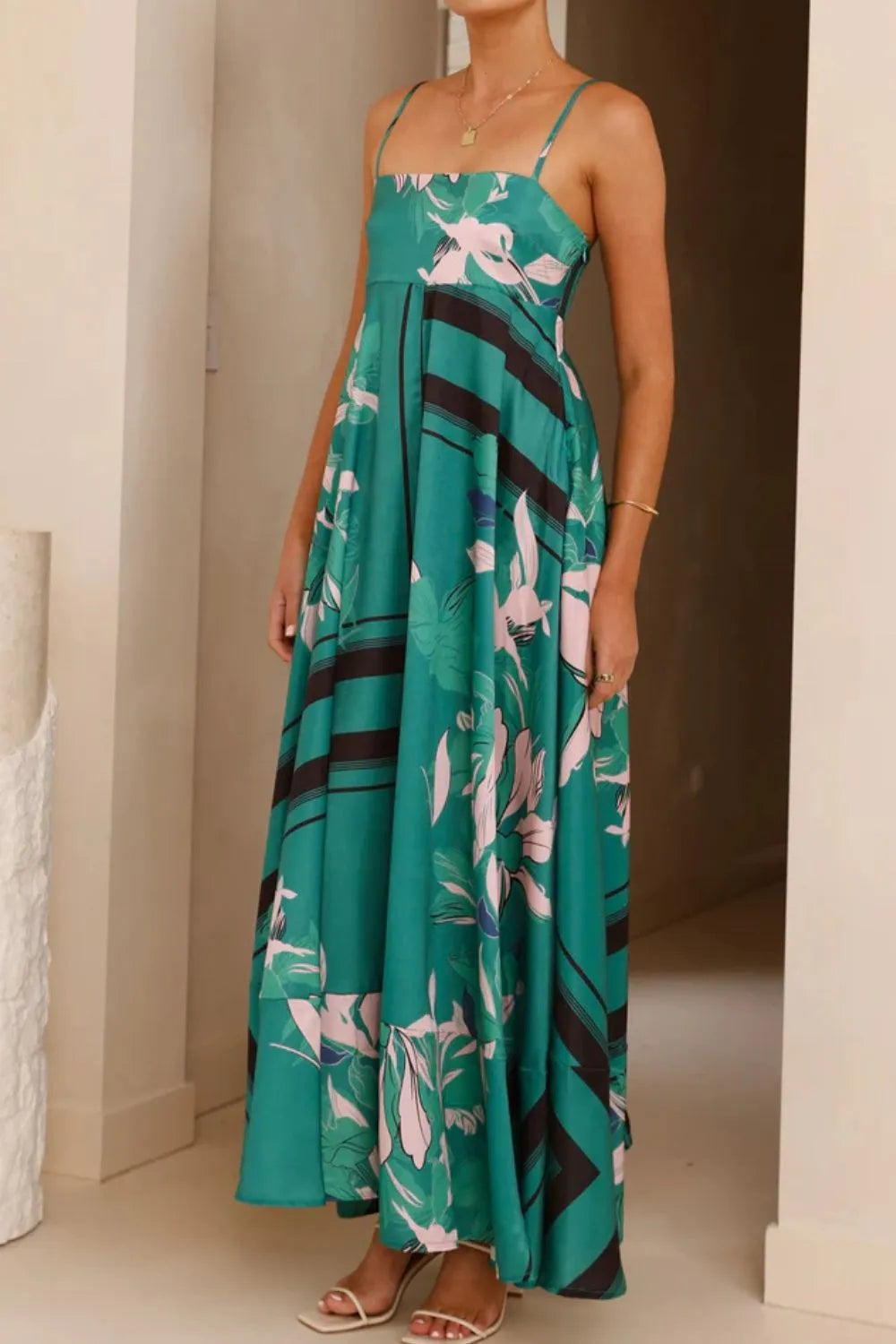 Printed Square Neck Cami Maxi Dress