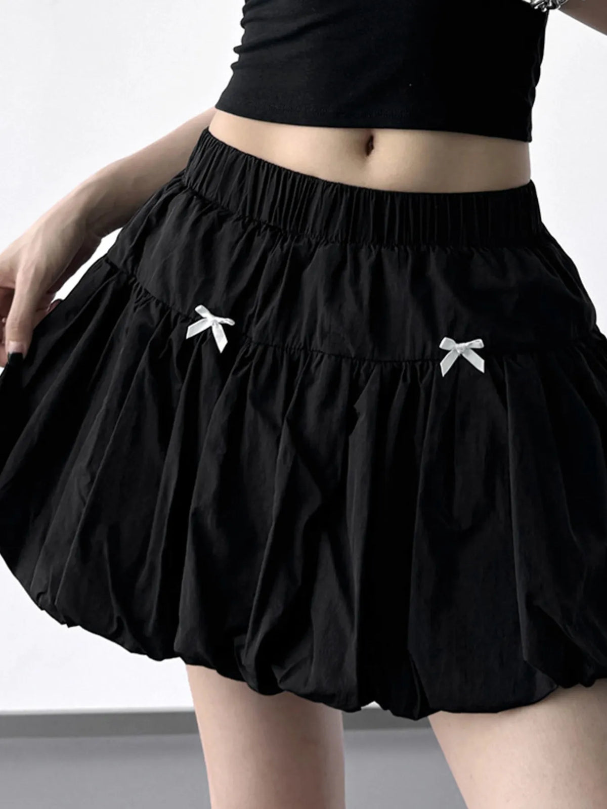 Bubble Hem Mini Skirt in Gray