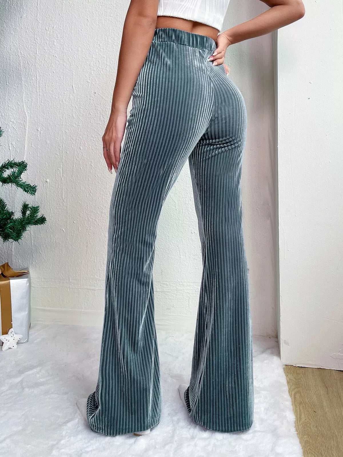 Corduroy High-Waist Flare Pants