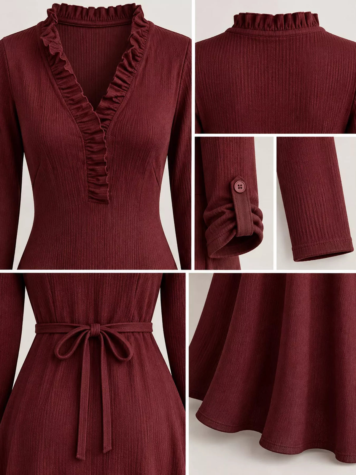 Frill Roll-Up Sleeve Maxi Dress