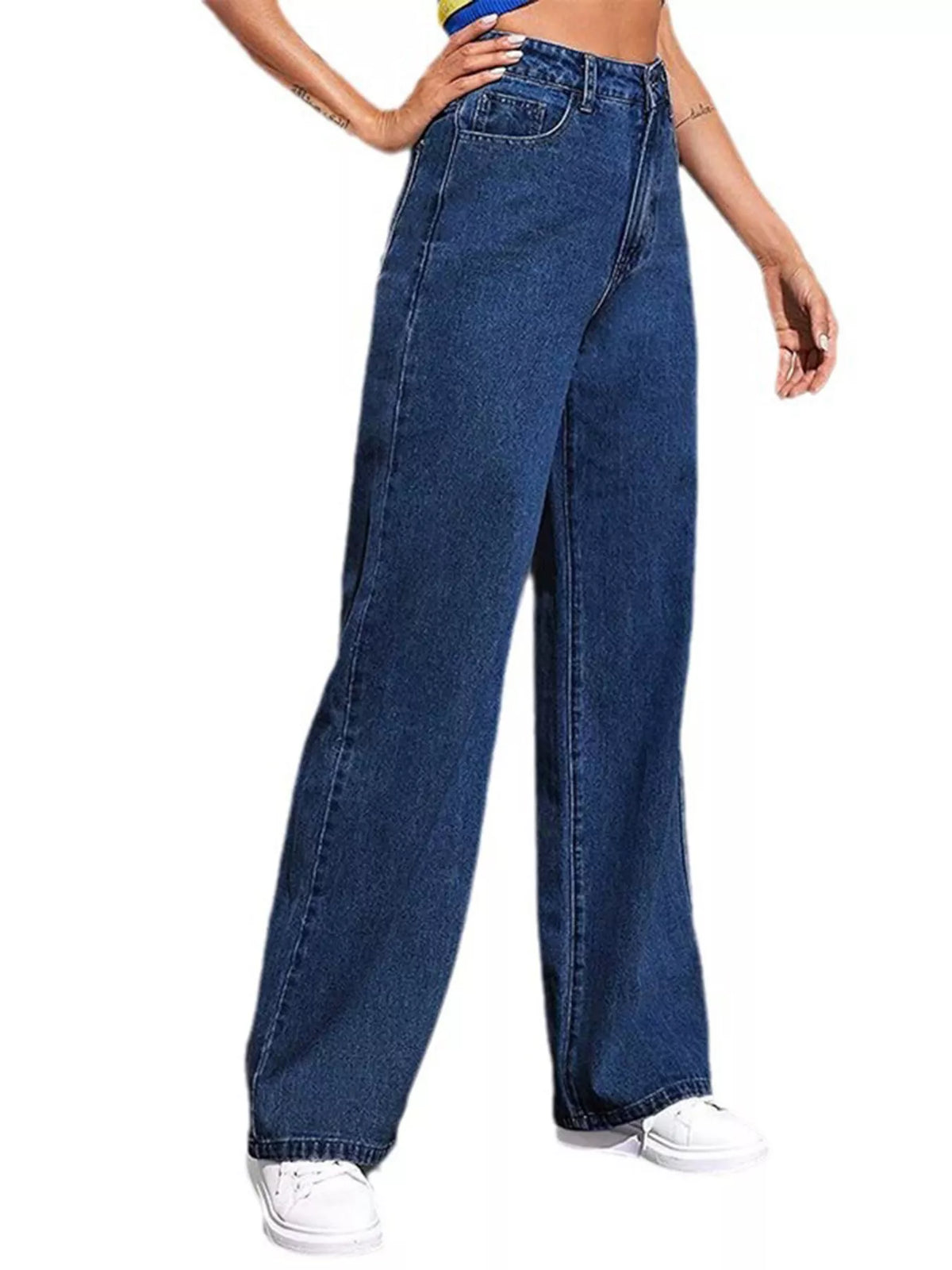 Extended-Size High-Waisted Wide-Leg Jeans by Dreamy Drapes