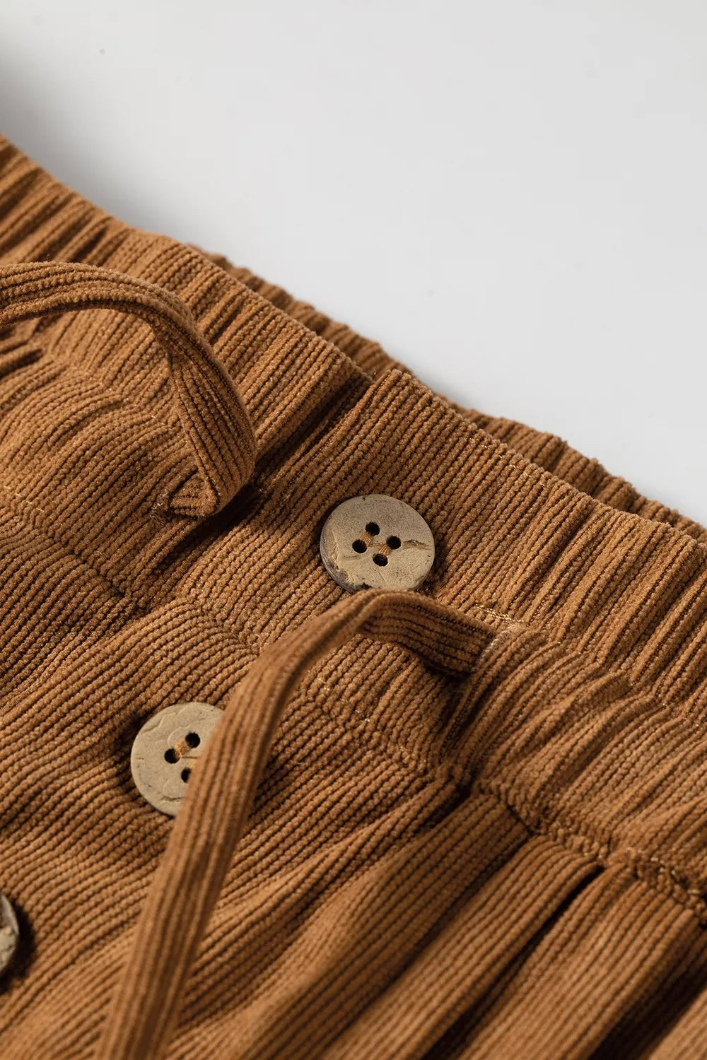 Button-Placket Wide Leg Ankle Pants in Camel