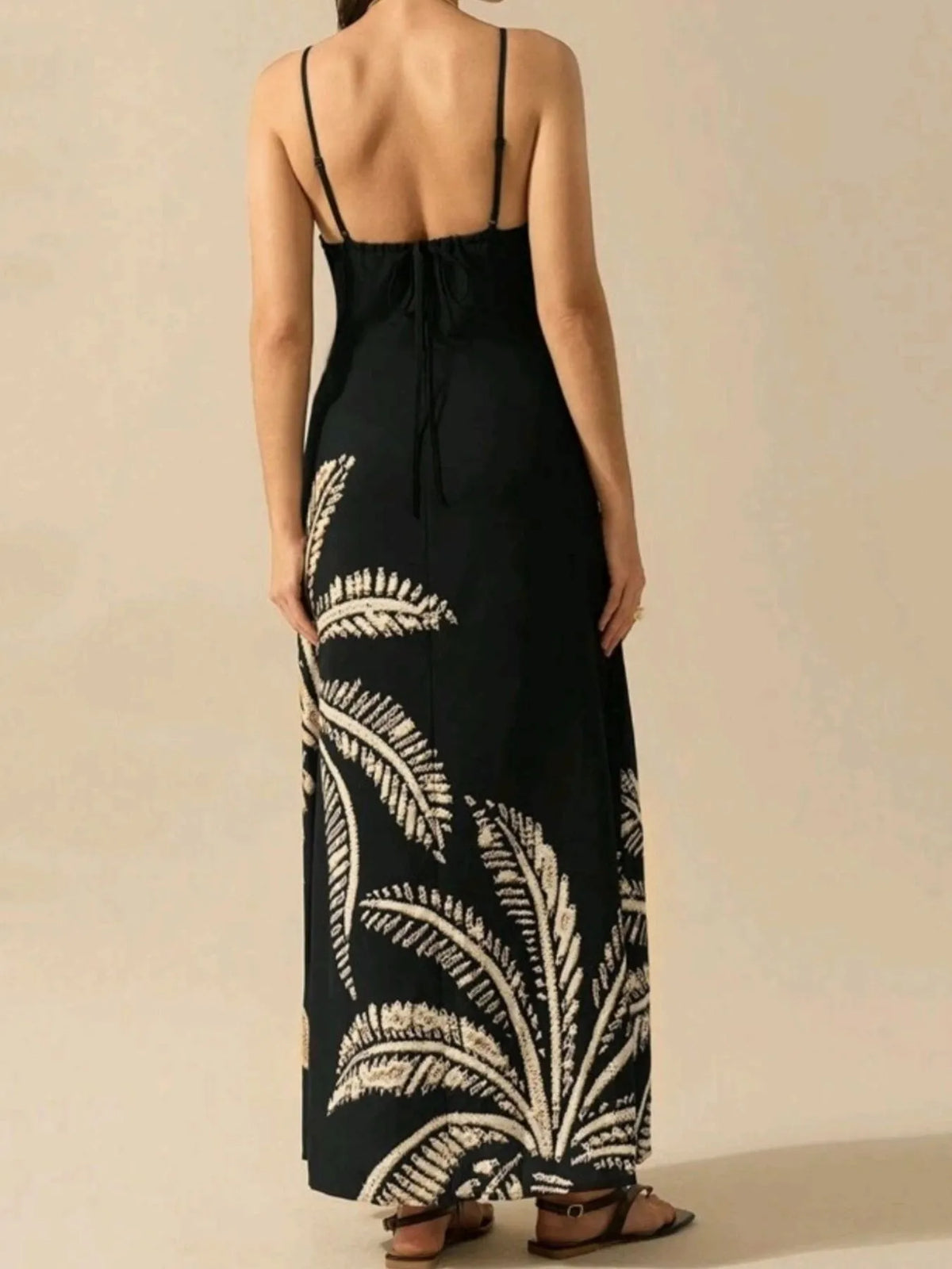 Printed Sleeveless Maxi Dress with Tie Detail by Rosaline