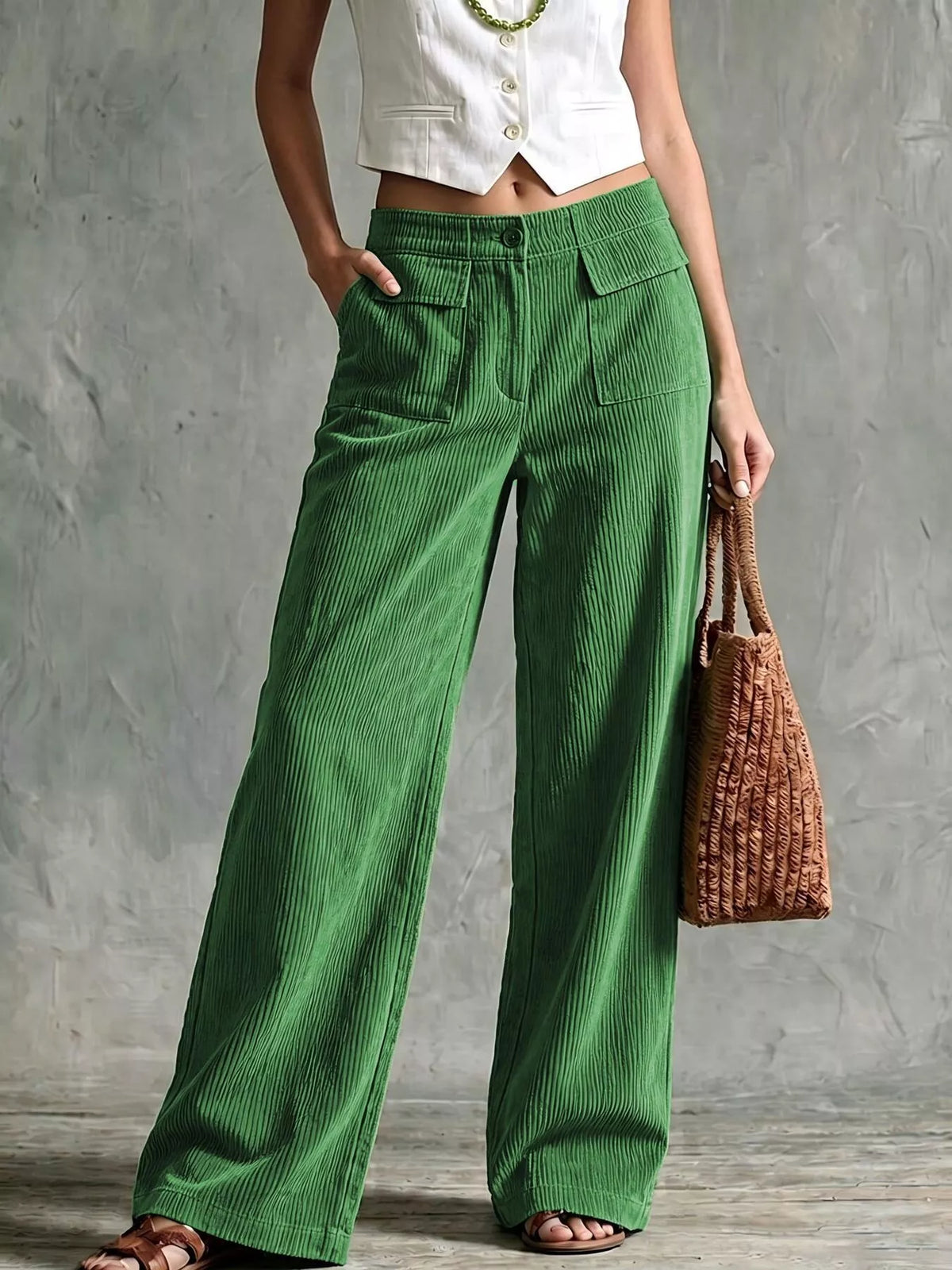 Wide-Leg Corduroy Pants