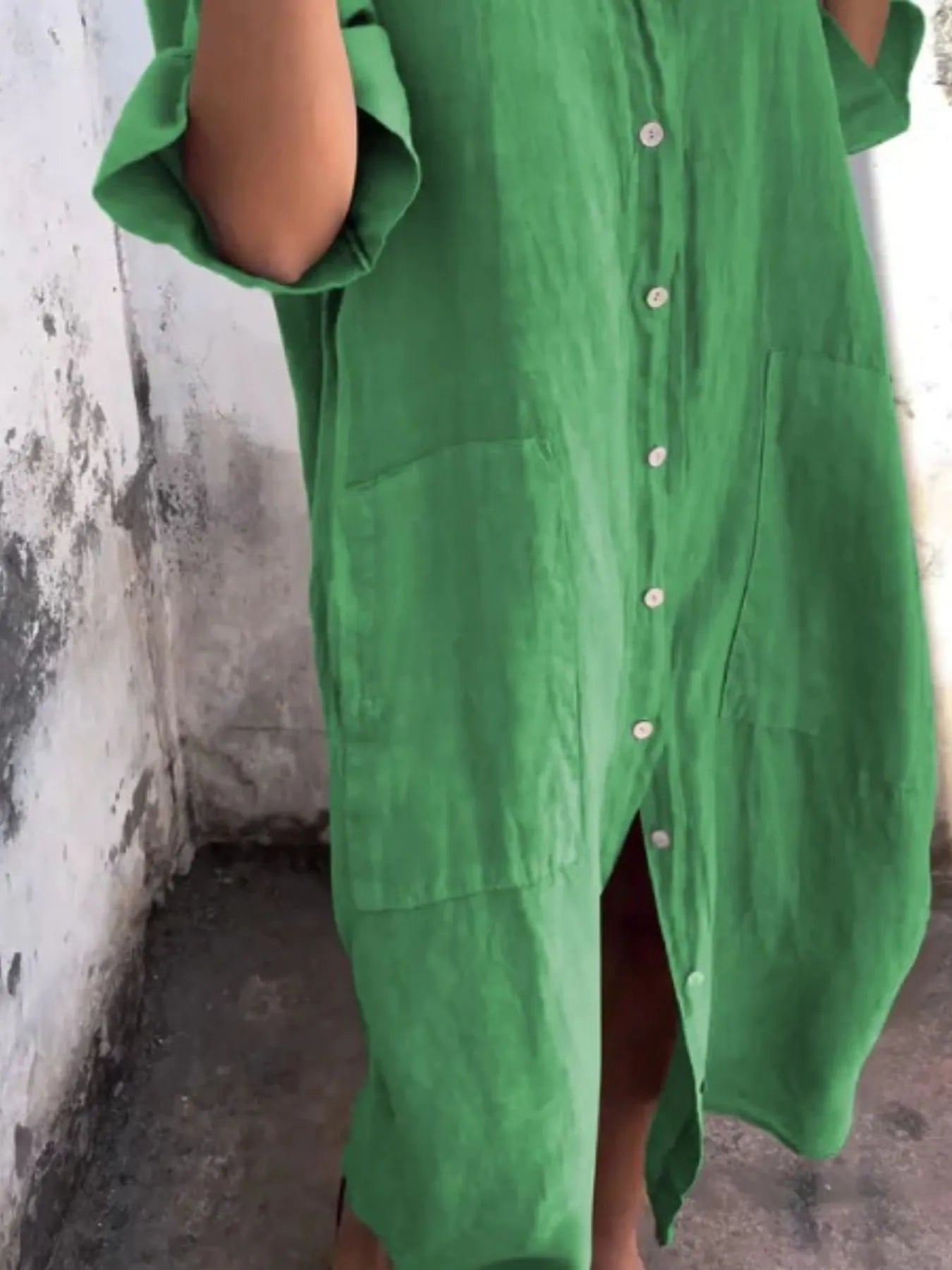 Linen Button-Down Shirt Dress