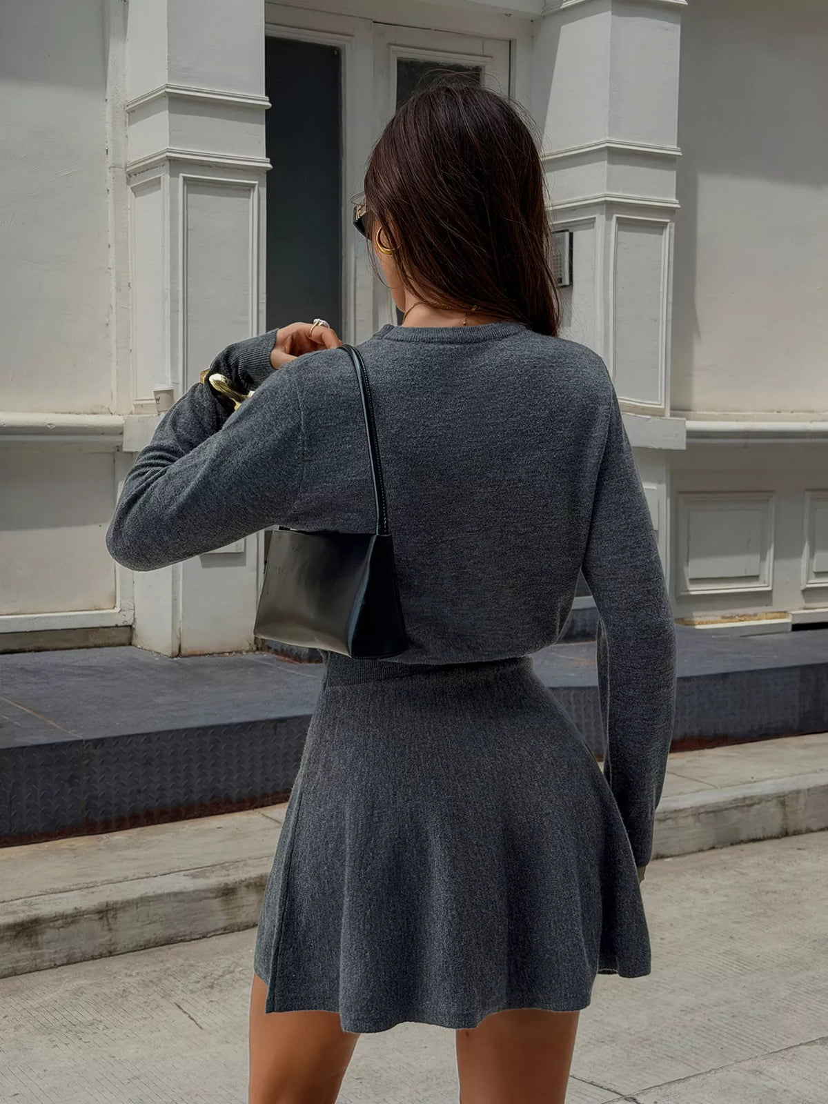 A-Line Sweater Dress in Gray
