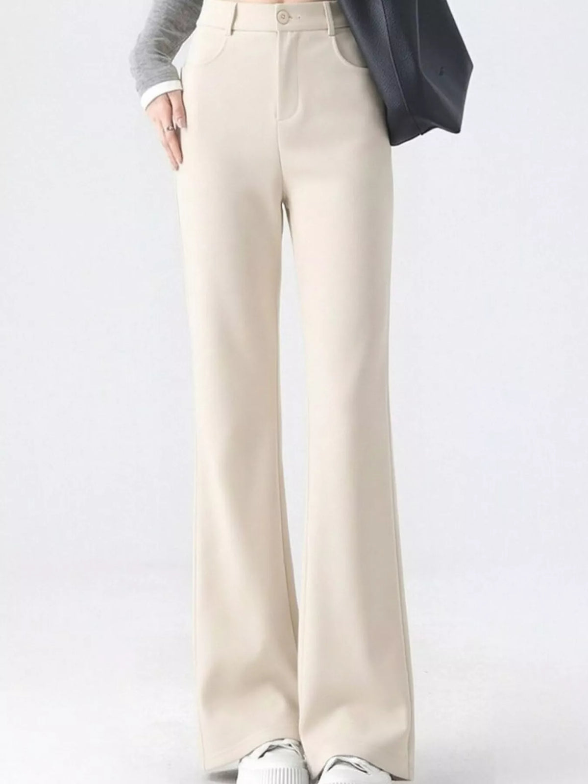 High-Waisted Straight-Leg Pants, Plus Size
