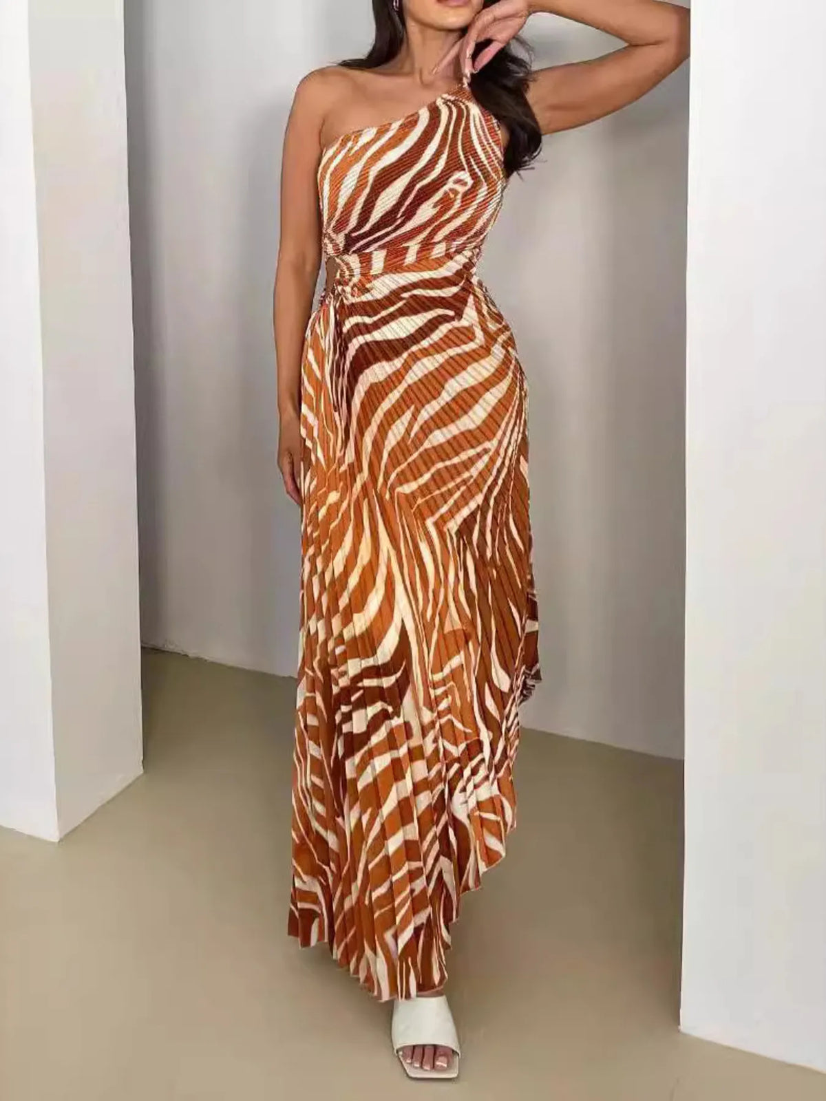One Shoulder Asymmetrical Maxi Dress
