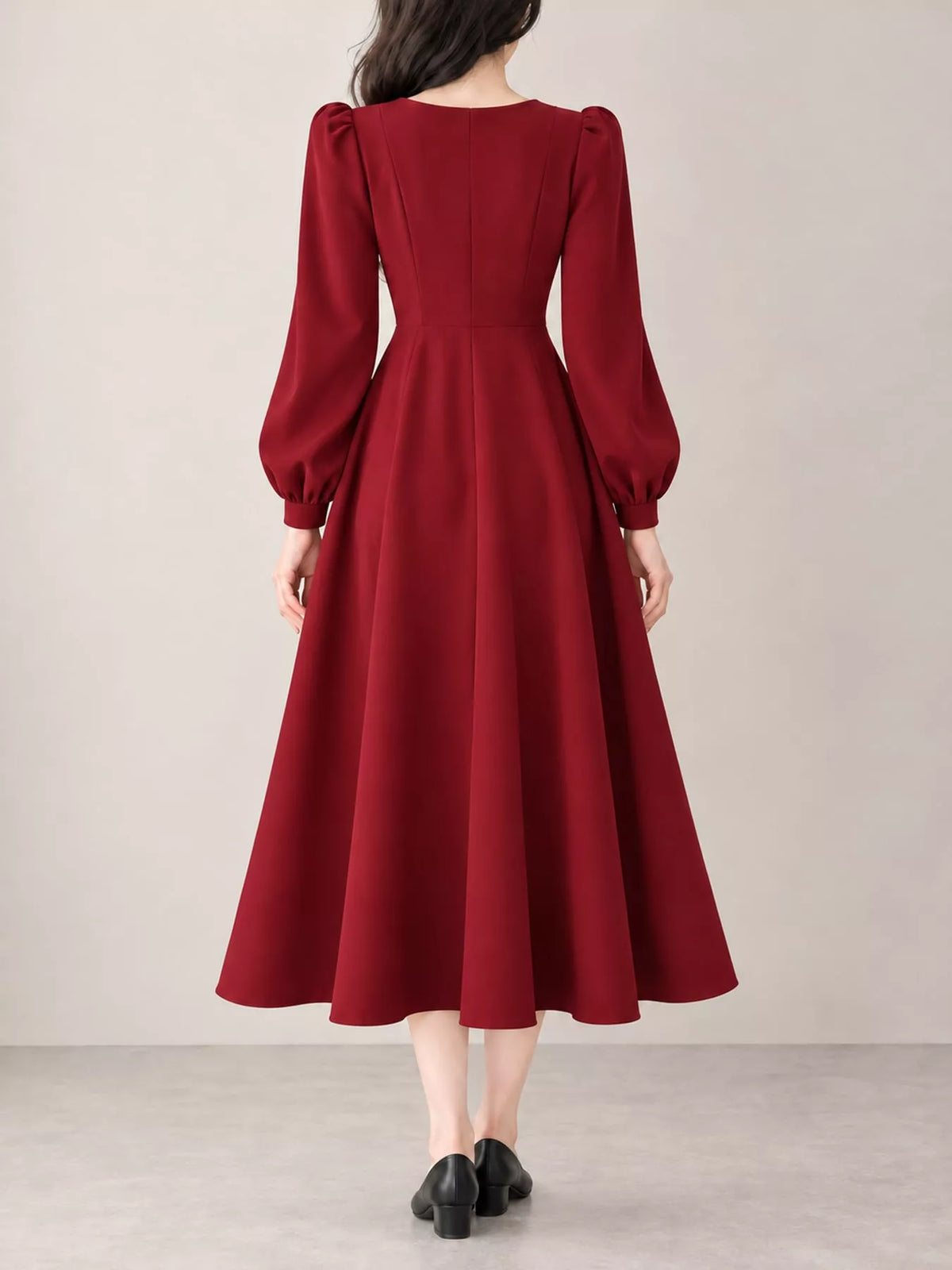 Long Sleeve A-Line Midi Dress