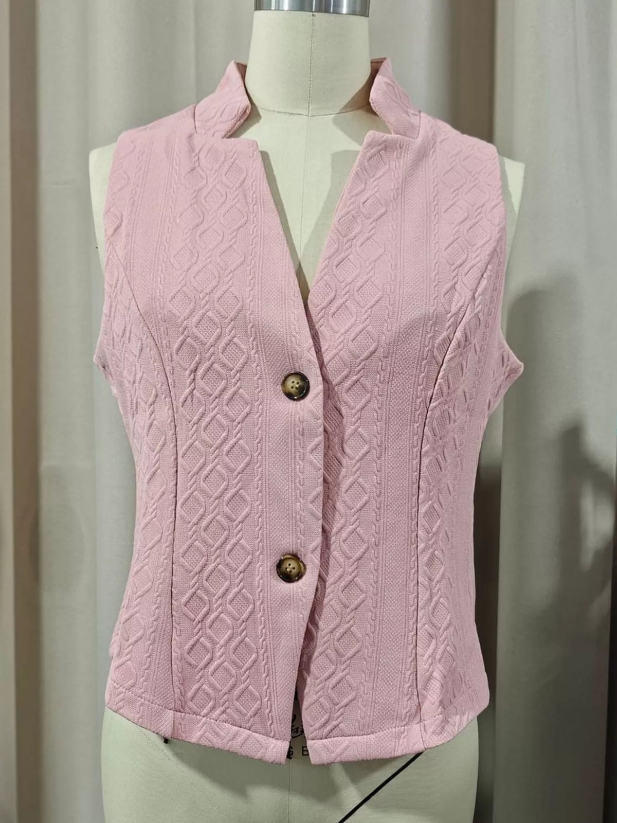 Textured Slim-Fit Button-Down Vest Coat