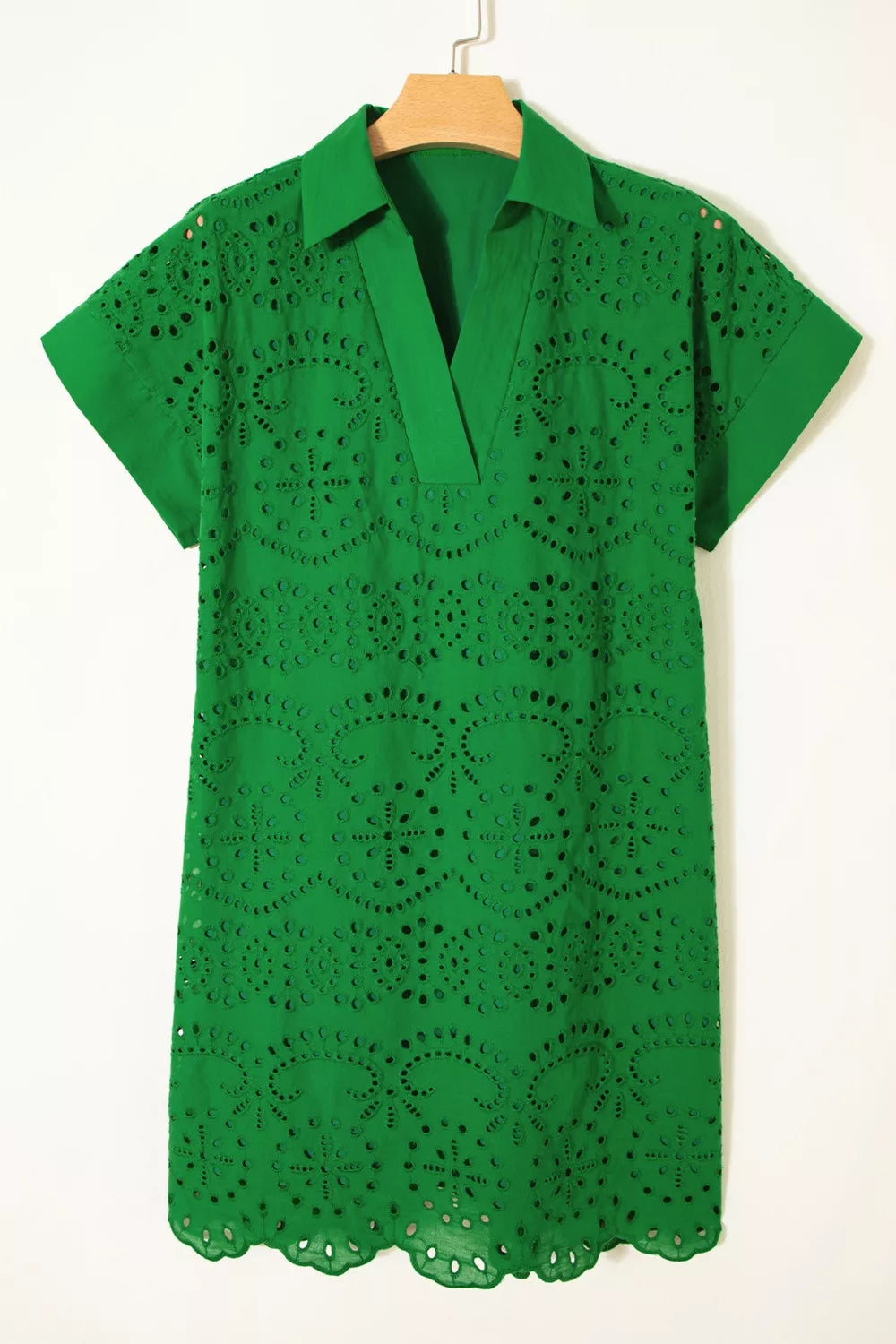 Eyelet Collared Dress in Green