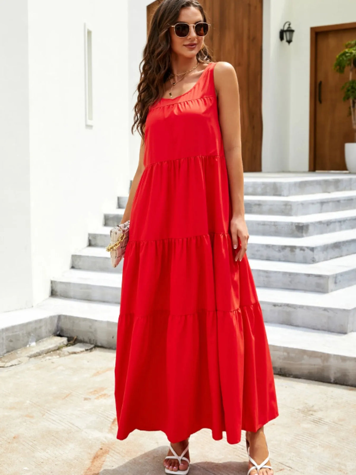 Sleeveless Tiered Maxi Tank Dress by ArtisticExpression