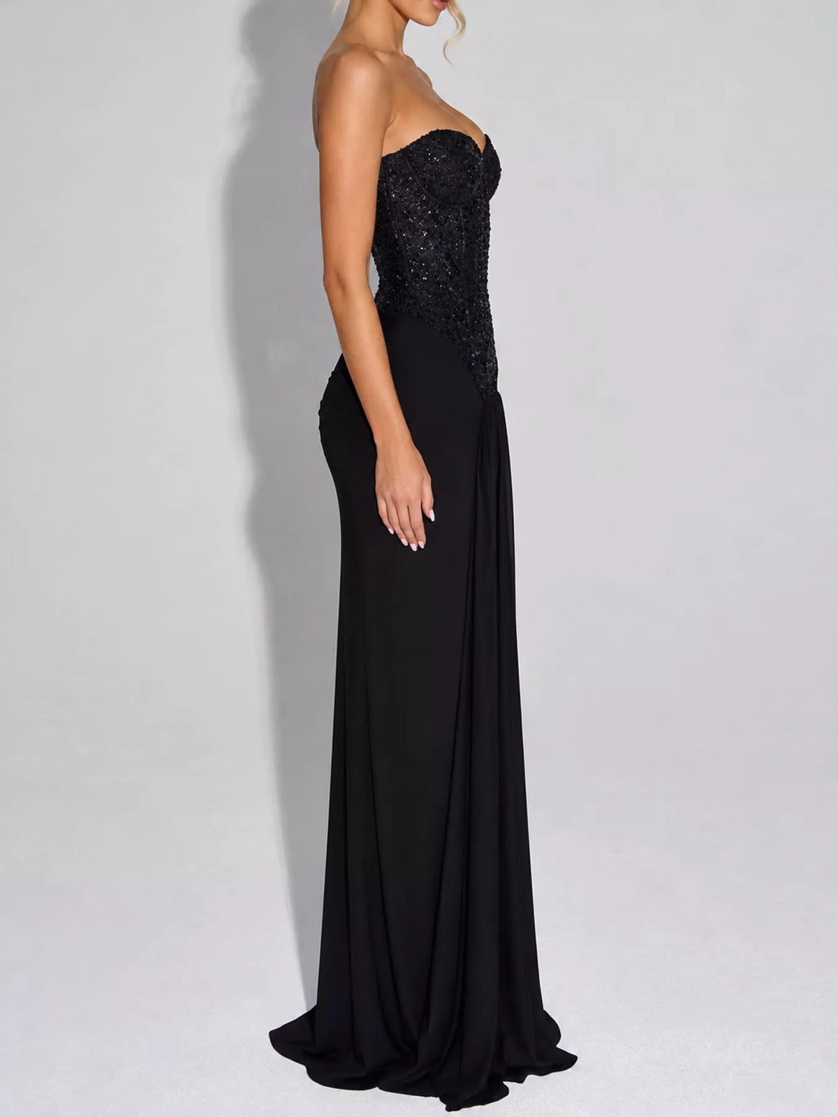 Strapless Sequin Corset Maxi Dress