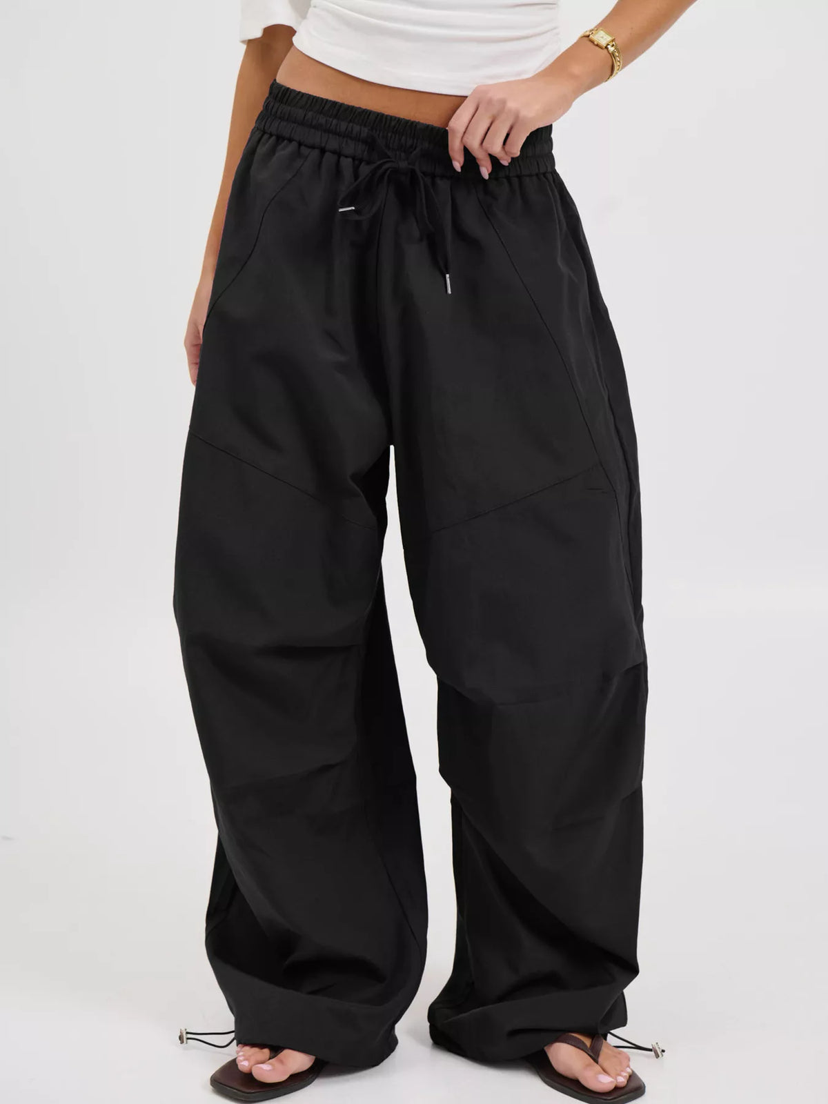 Drawstring Wide Leg Pants