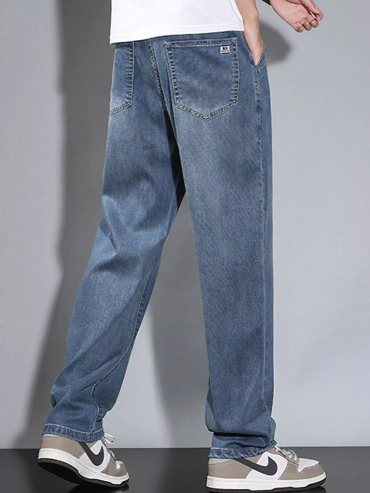 Loose Fit Washed Jeans with Pockets by True Self