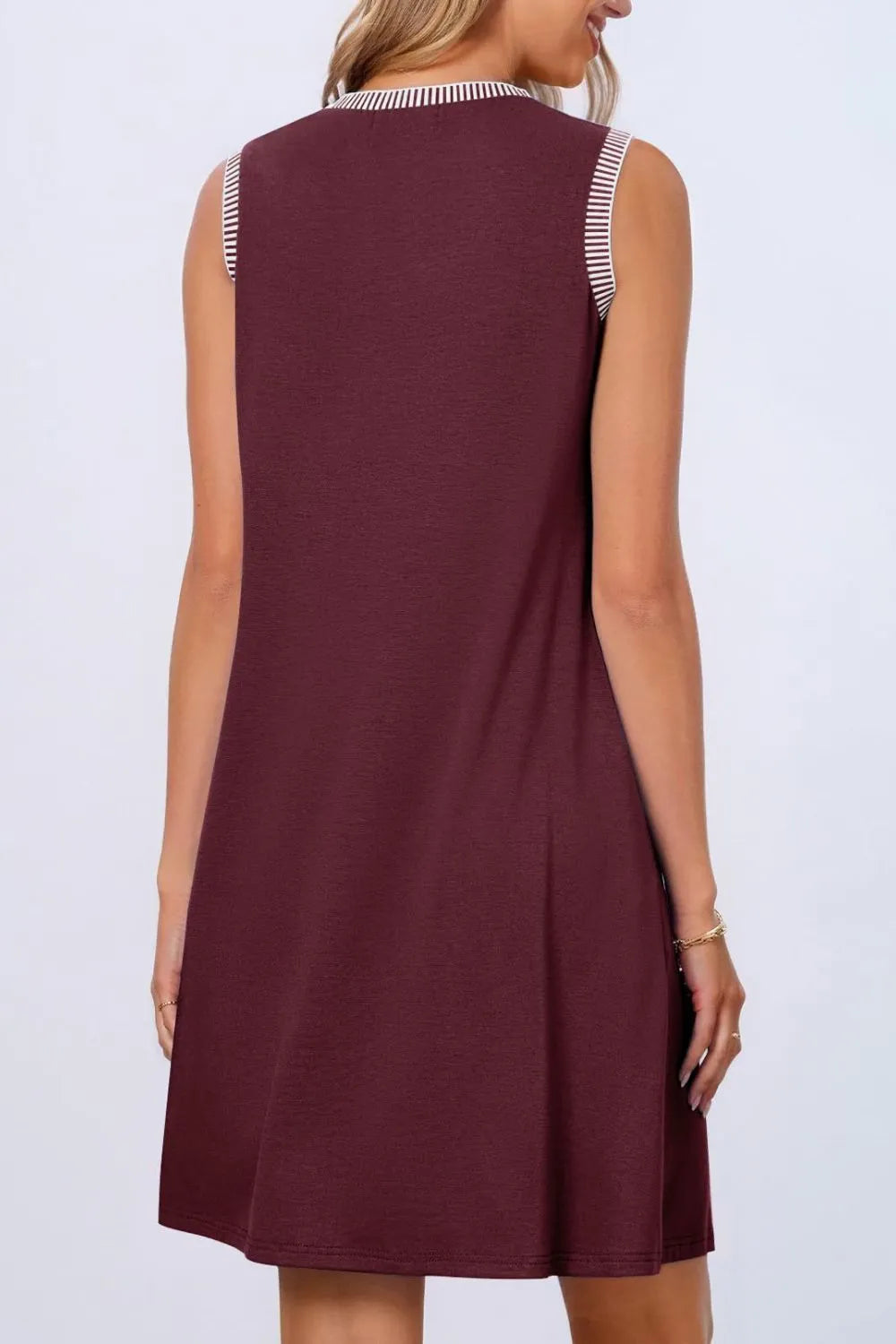 Round Neck Sleeveless Tank Dress with Pockets