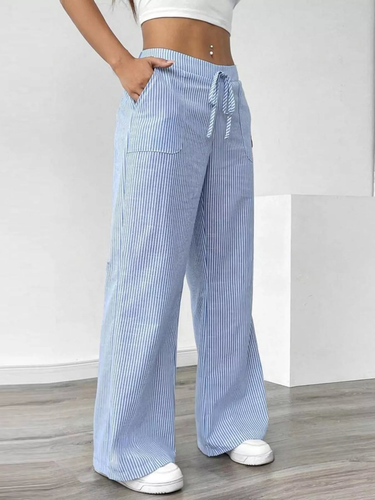 Striped Wide-Leg Pants