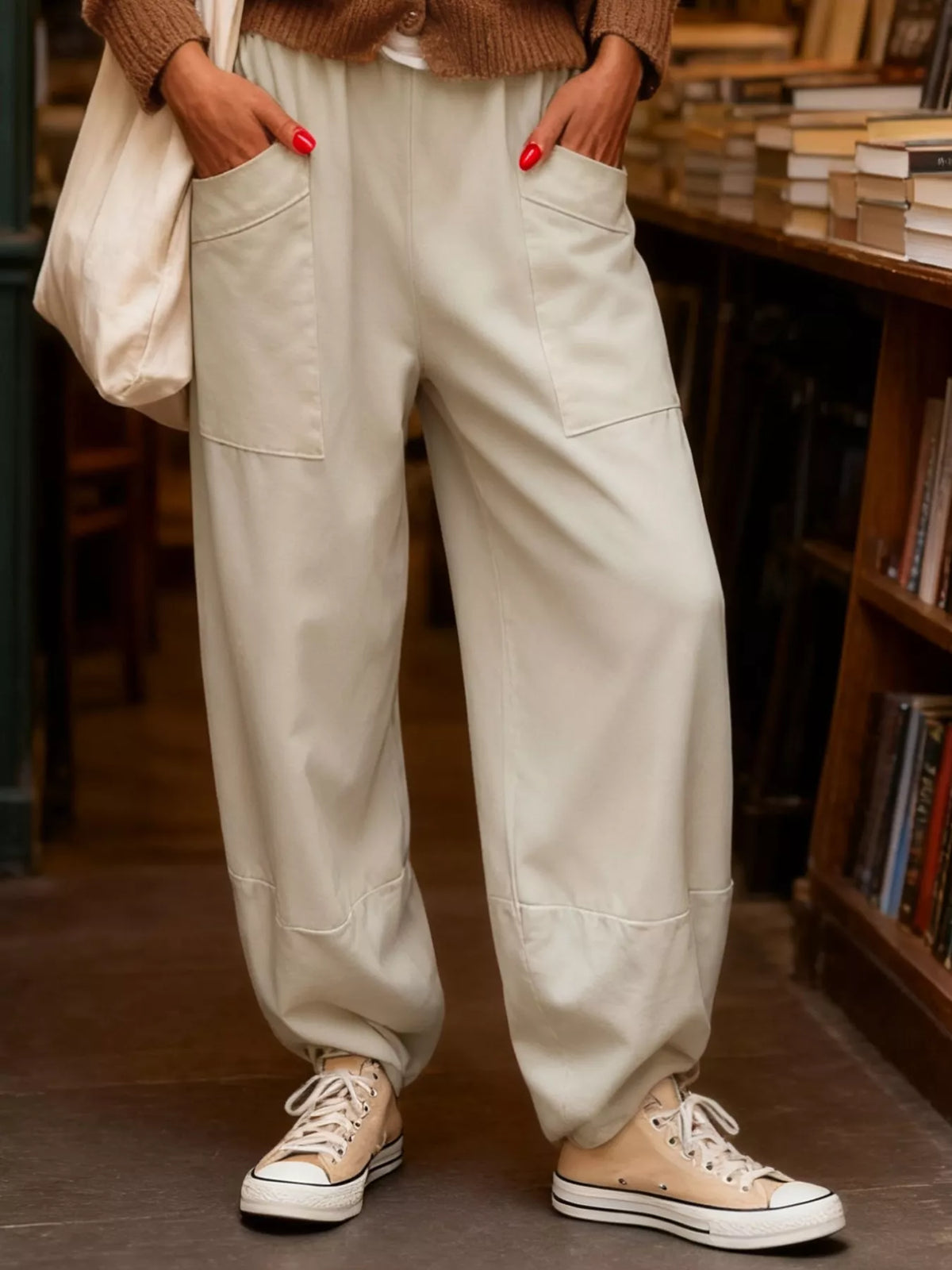 Relaxed Fit Pants in Cream