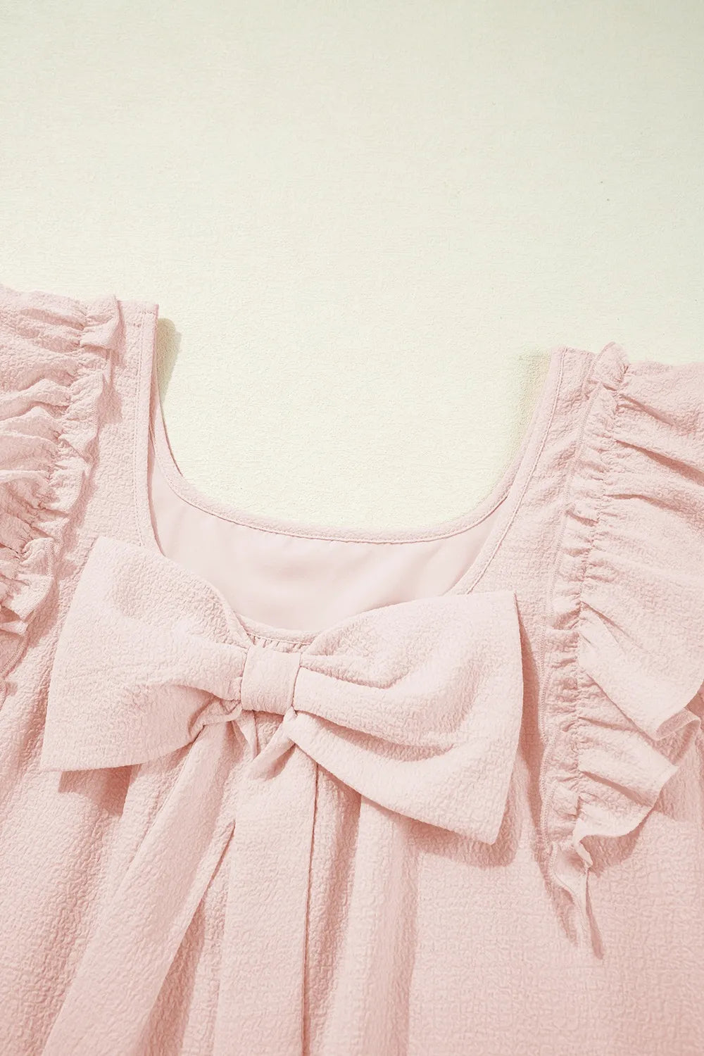 Ruffle Sleeve Bow Back Mini Dress in Watermelon Pink