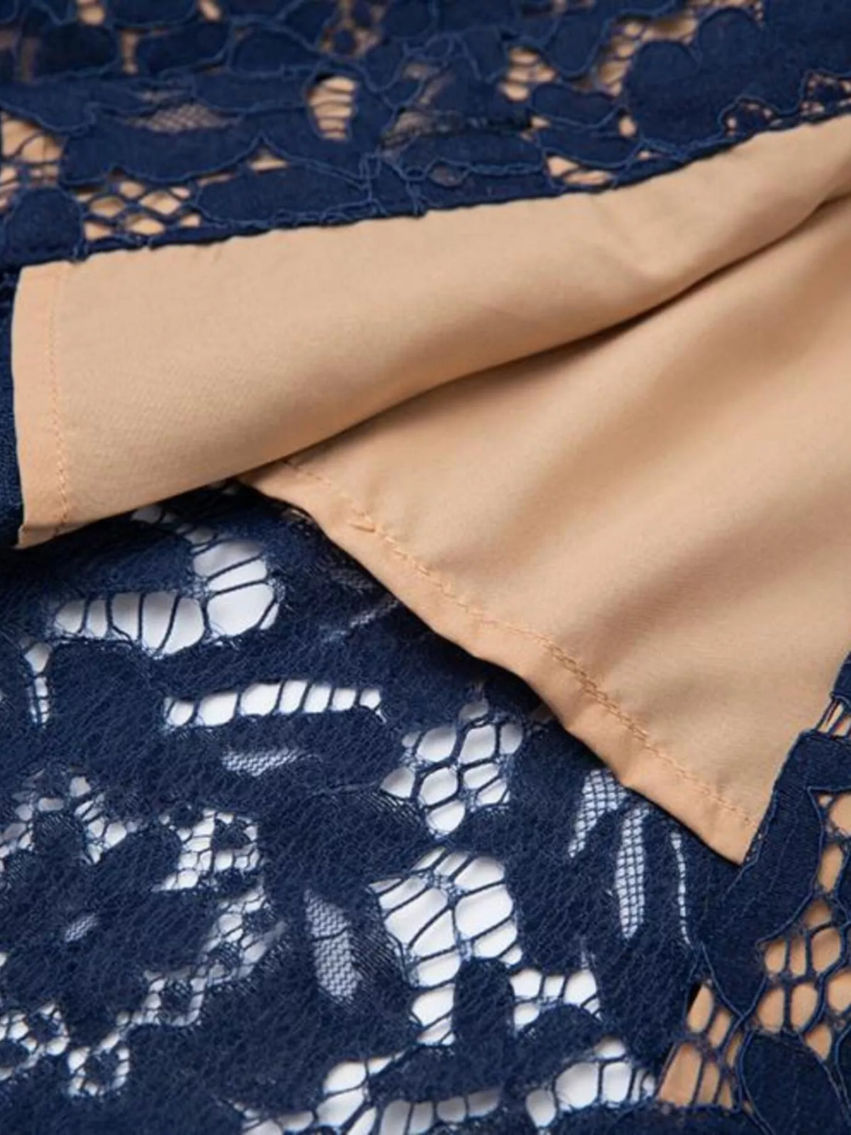 Lace Button-Down Midi Dress in Blue