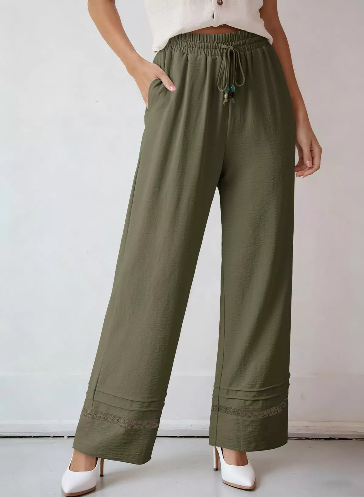 Tie-Waist Wide-Leg Pants