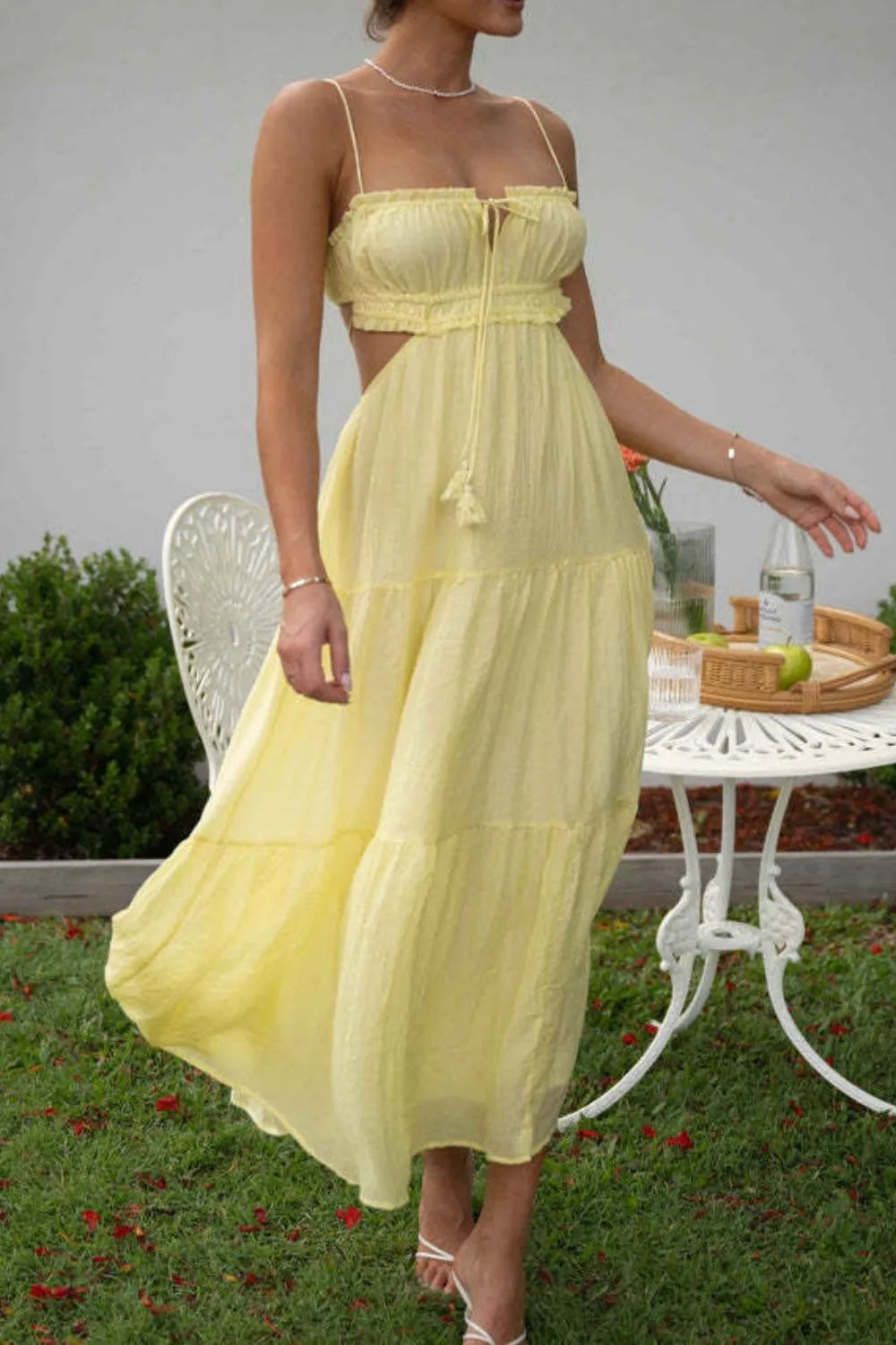 Cutout Square Neck Midi Cami Dress