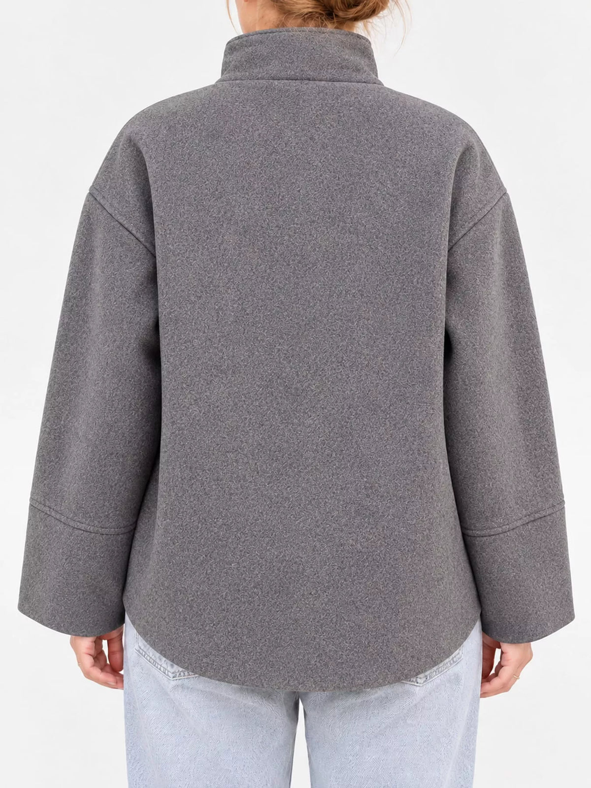 Stand-Collar Button-Up Jacket
