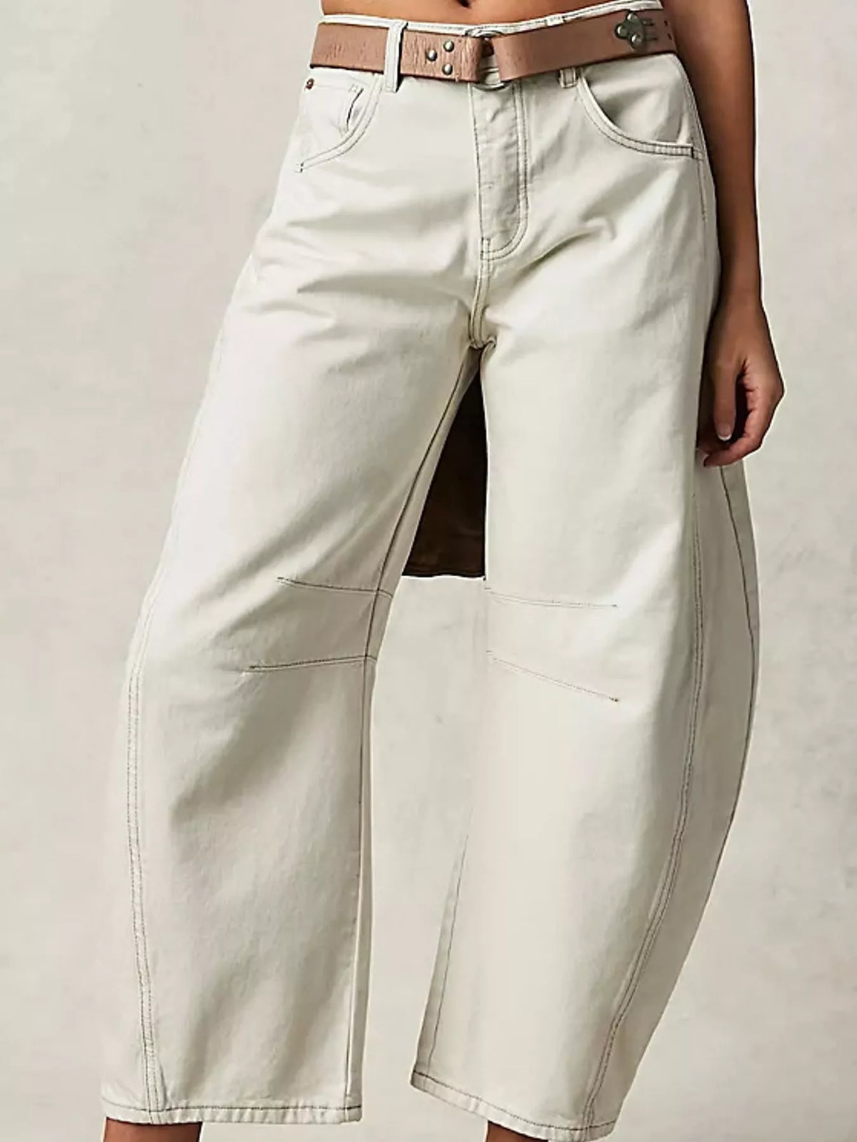 Washed Barrel-Leg Jeans