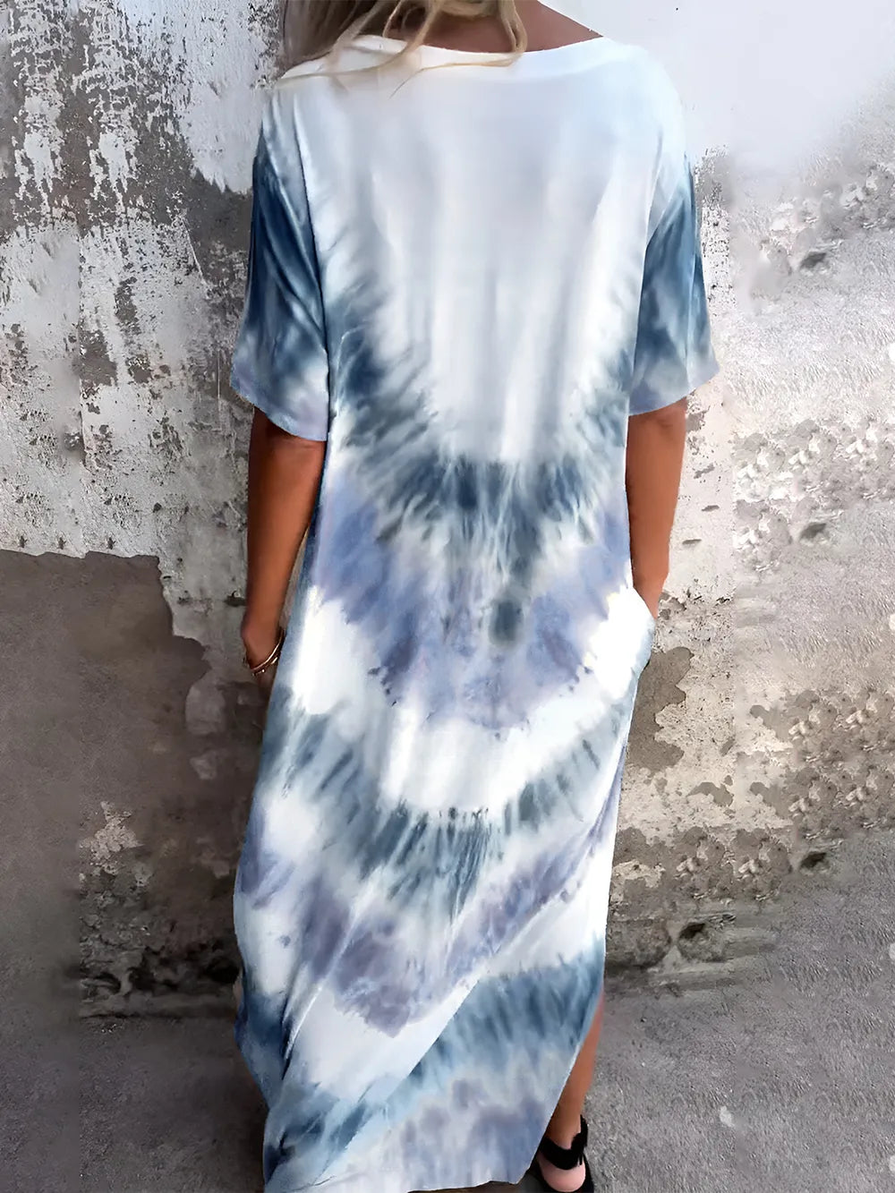 Full Size Tie-Dye Short Sleeve Dress