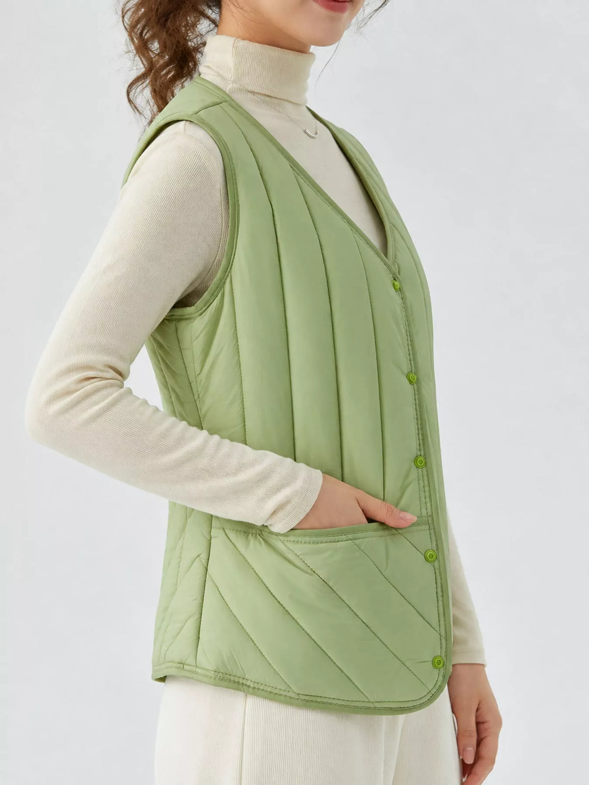 Quilted Button-Up Vest Coat