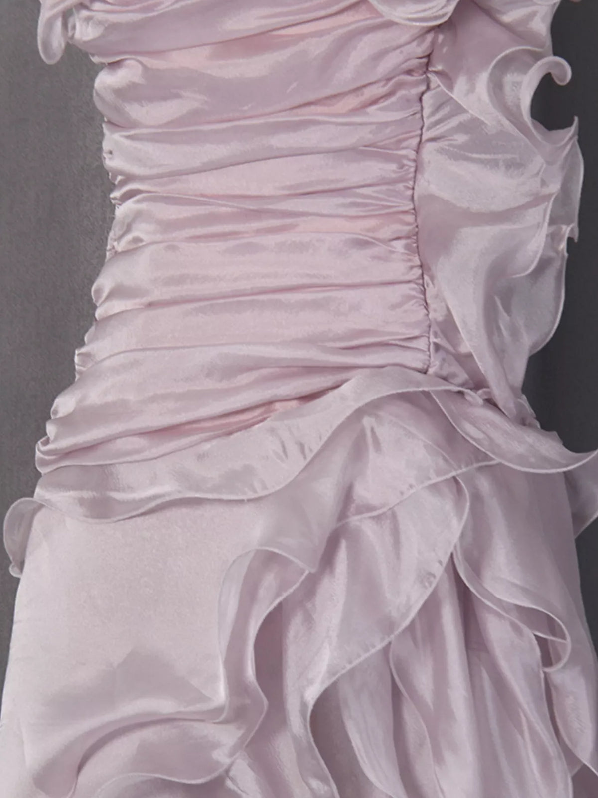 Ruffled High-Low Strapless Dress in Purple