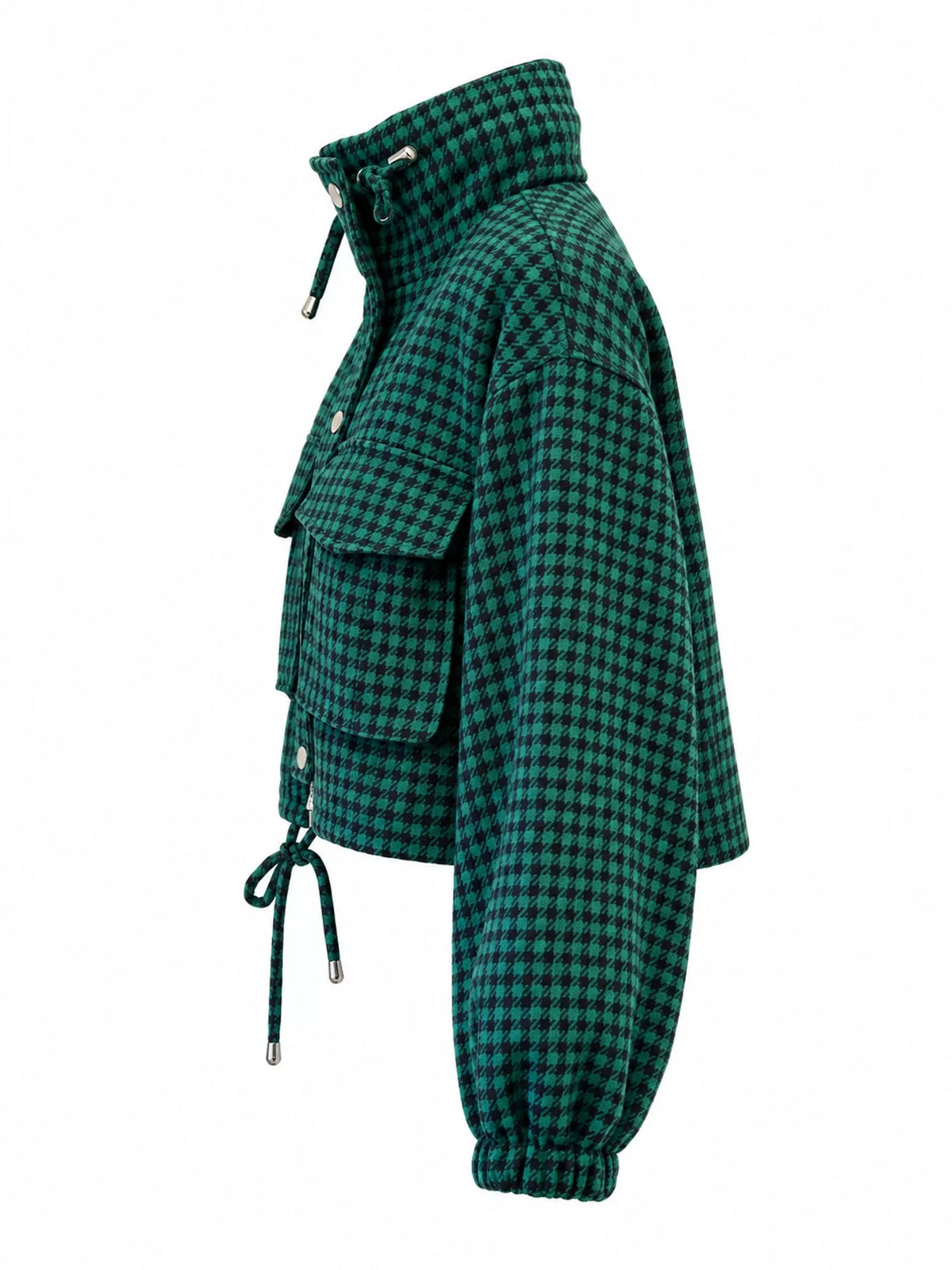 Plaid Cropped Zip-Up Jacket