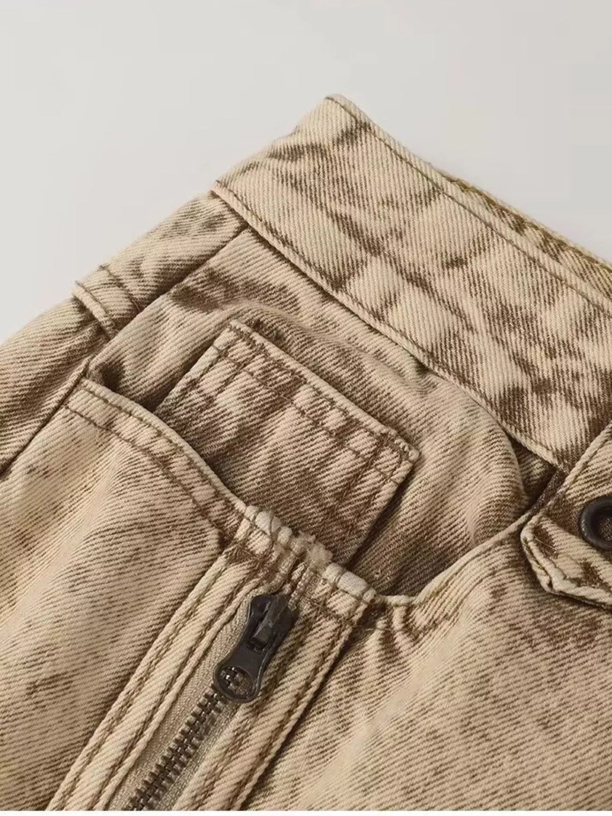 Wide-Leg Distressed Jeans in Khaki, Plus Size