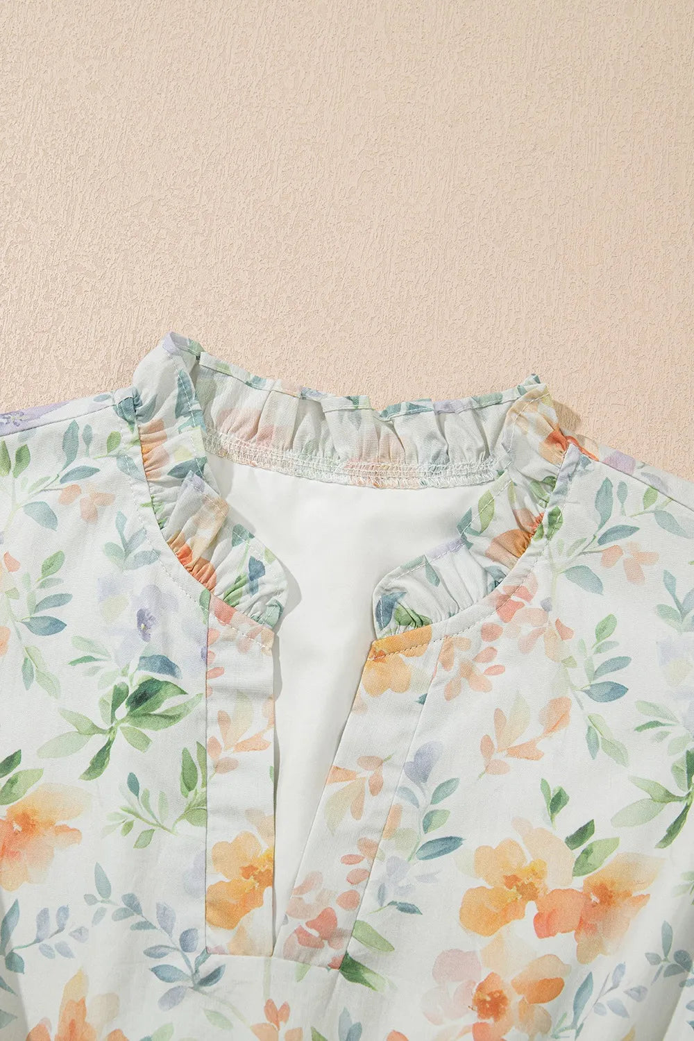 Notched Puff Sleeve Dress in Floral