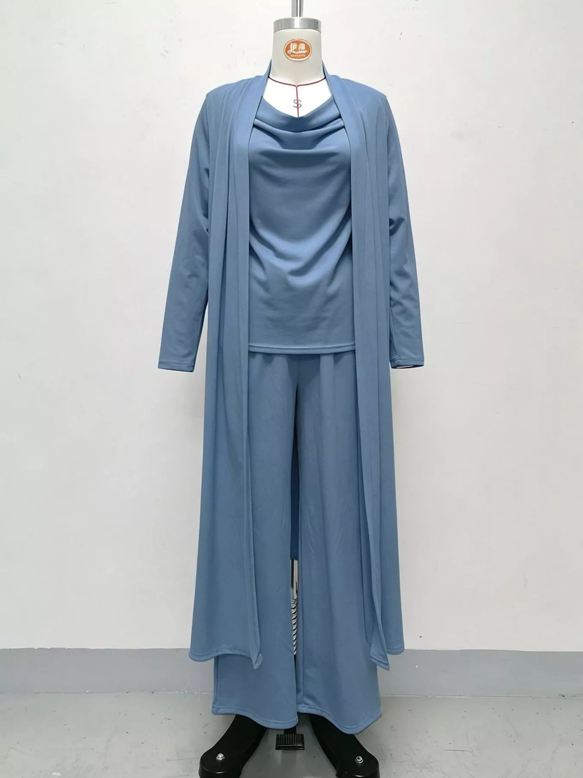 Cowl Neck Top, Cardigan and Pants Set