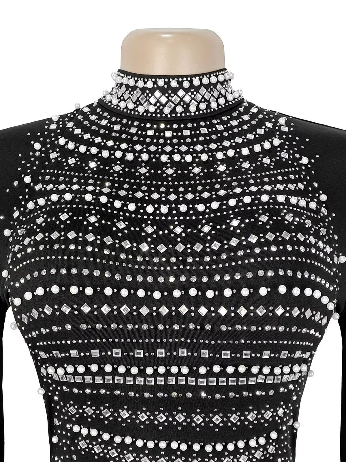 Rhinestone Cape Sleeve Maxi Dress in Black
