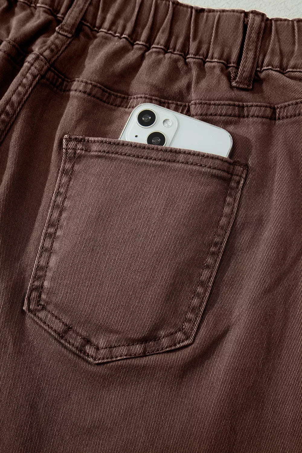 Square Patch Pocket Barrel Jeans in Coffee Brown