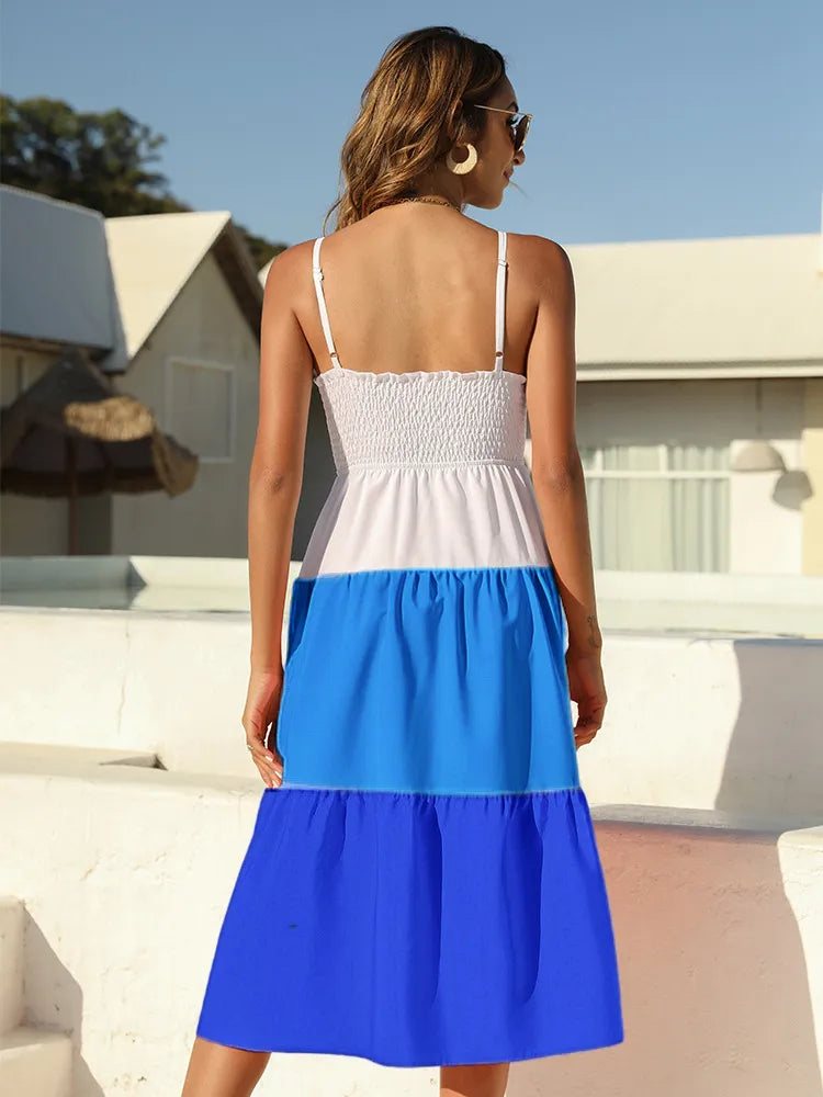 Color Block Tie-Front Midi Dress by ArtisticExpression