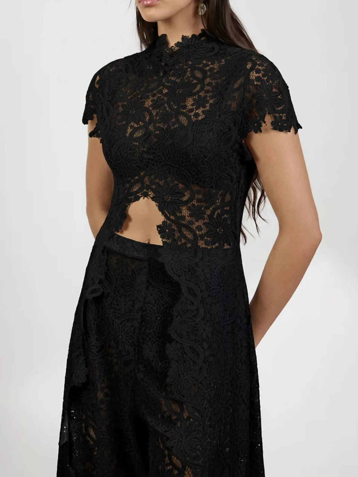 Openwork Lace Top and Pants Set