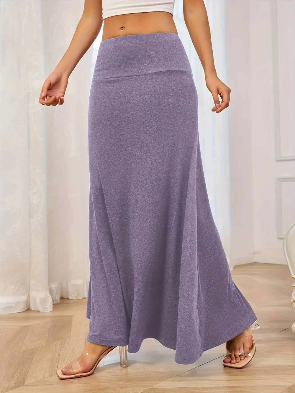 Elastic-Waist Maxi Skirt