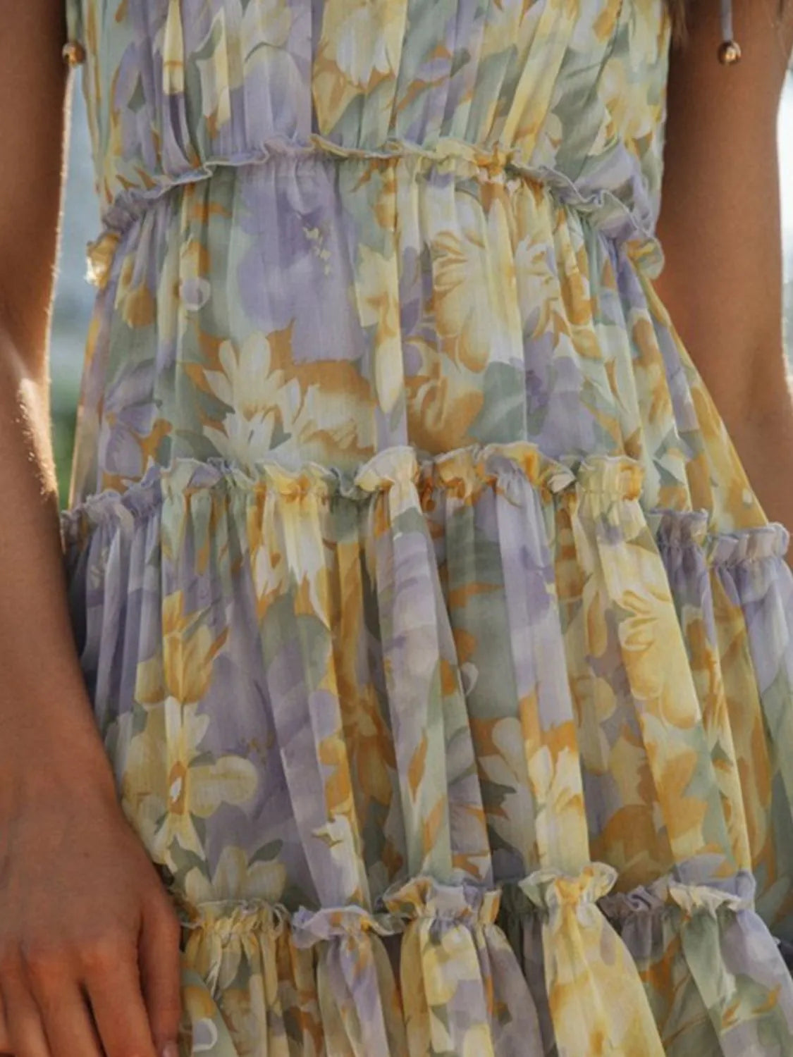 Frill Printed Square Neck Mini Cami Dress