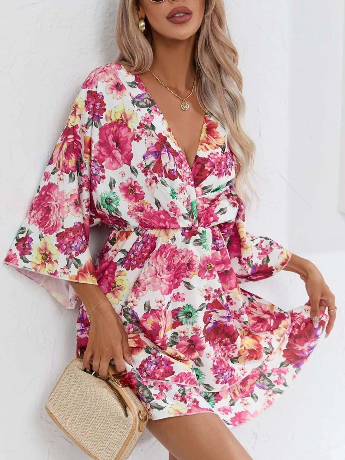 Floral Ruffle-Hem Tiered Mini Dress