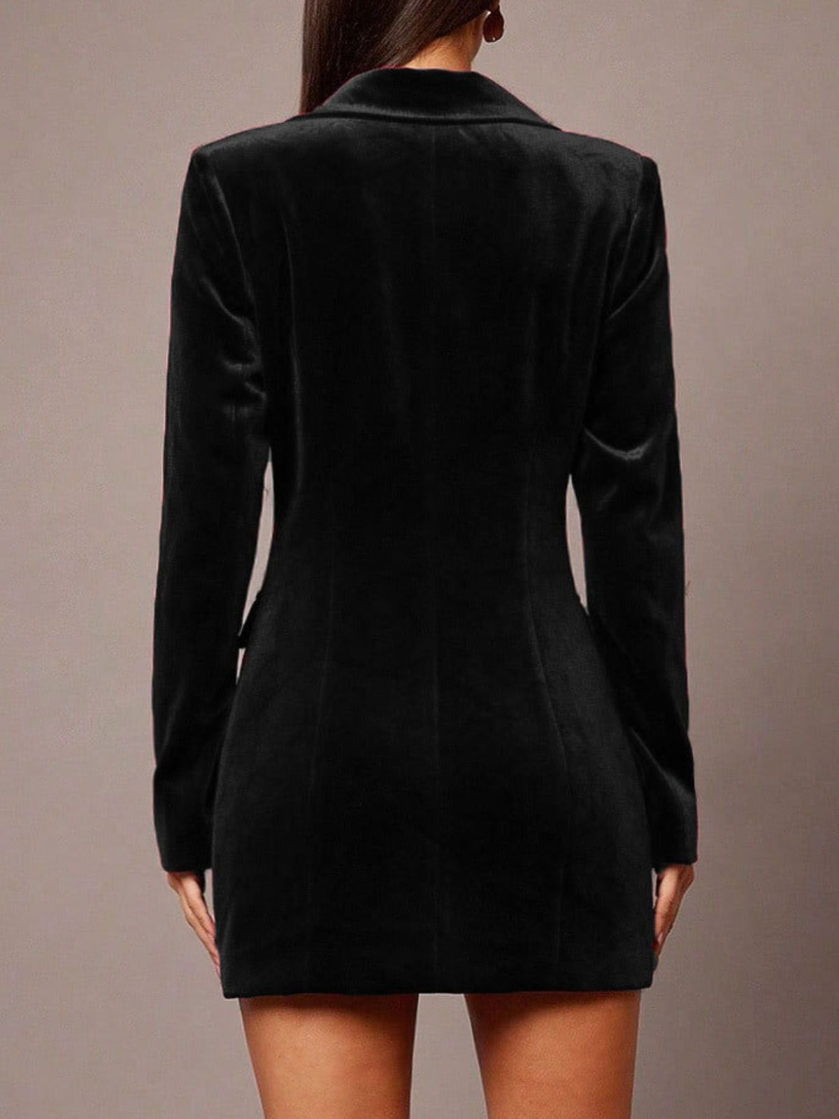 Double-Breasted Velvet Blazer Dress